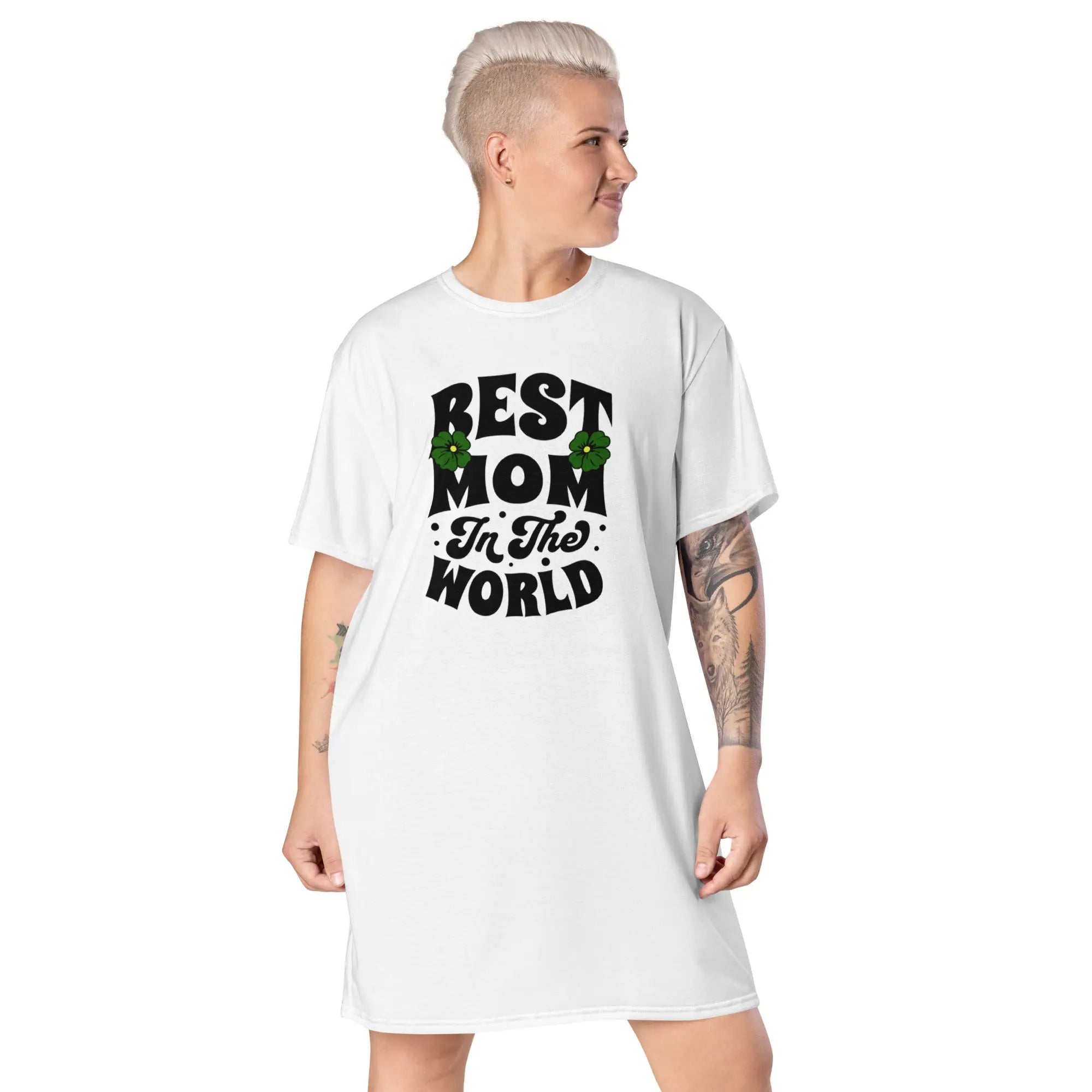 Best Mom In The World Ladies Comfort Tall T-Shirt Dress - Stylish3Tees.com