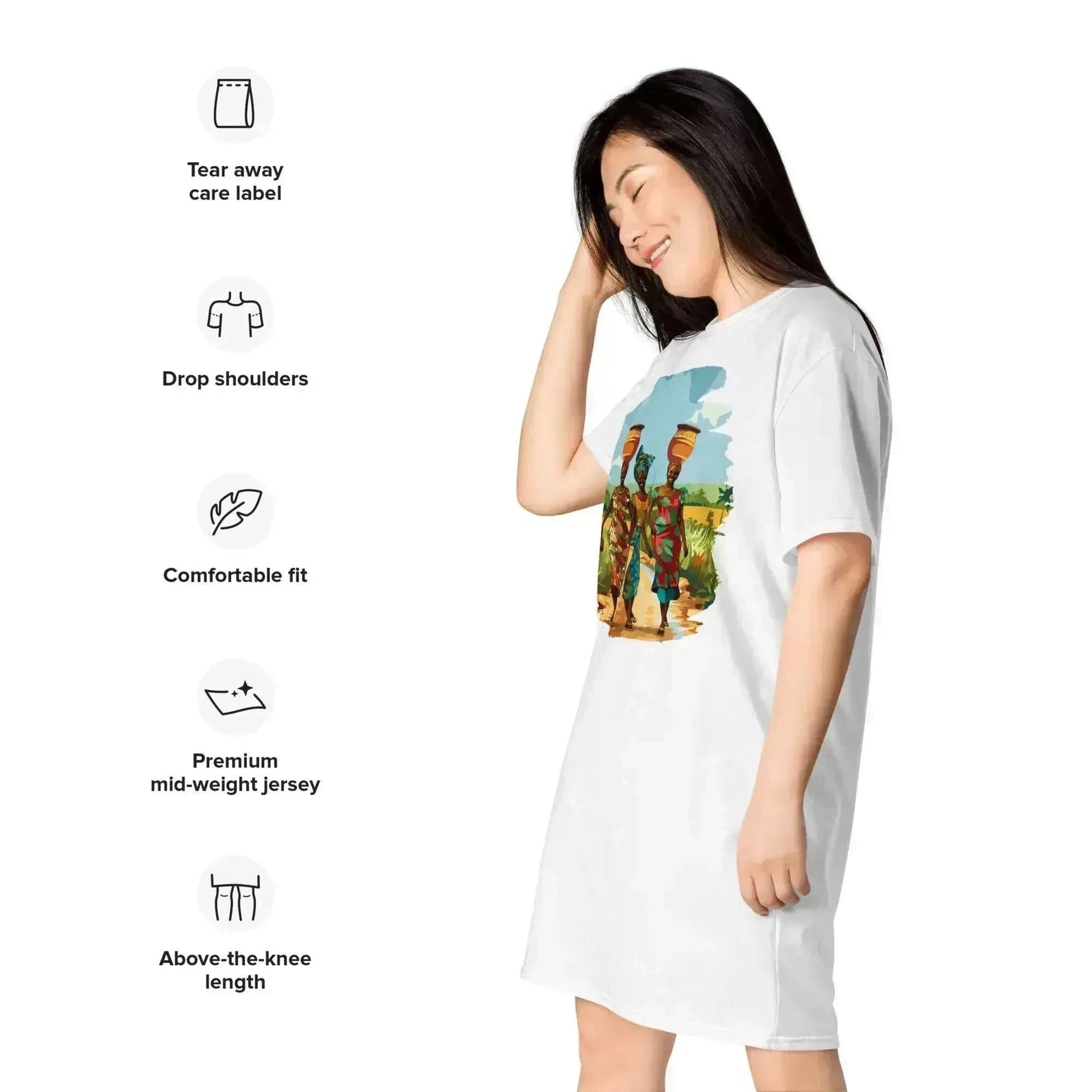 Stylish3Tees.com Africa Vibes Ladies Tall Comfort T-Shirt Dress