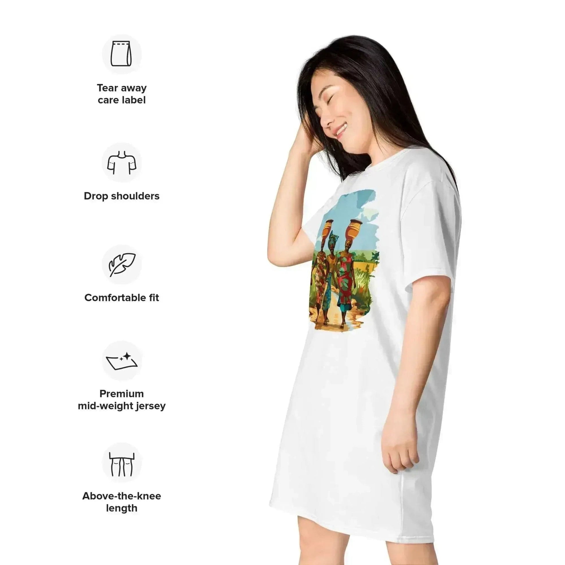 Stylish3Tees.com Africa Vibes Ladies Tall Comfort T-Shirt Dress