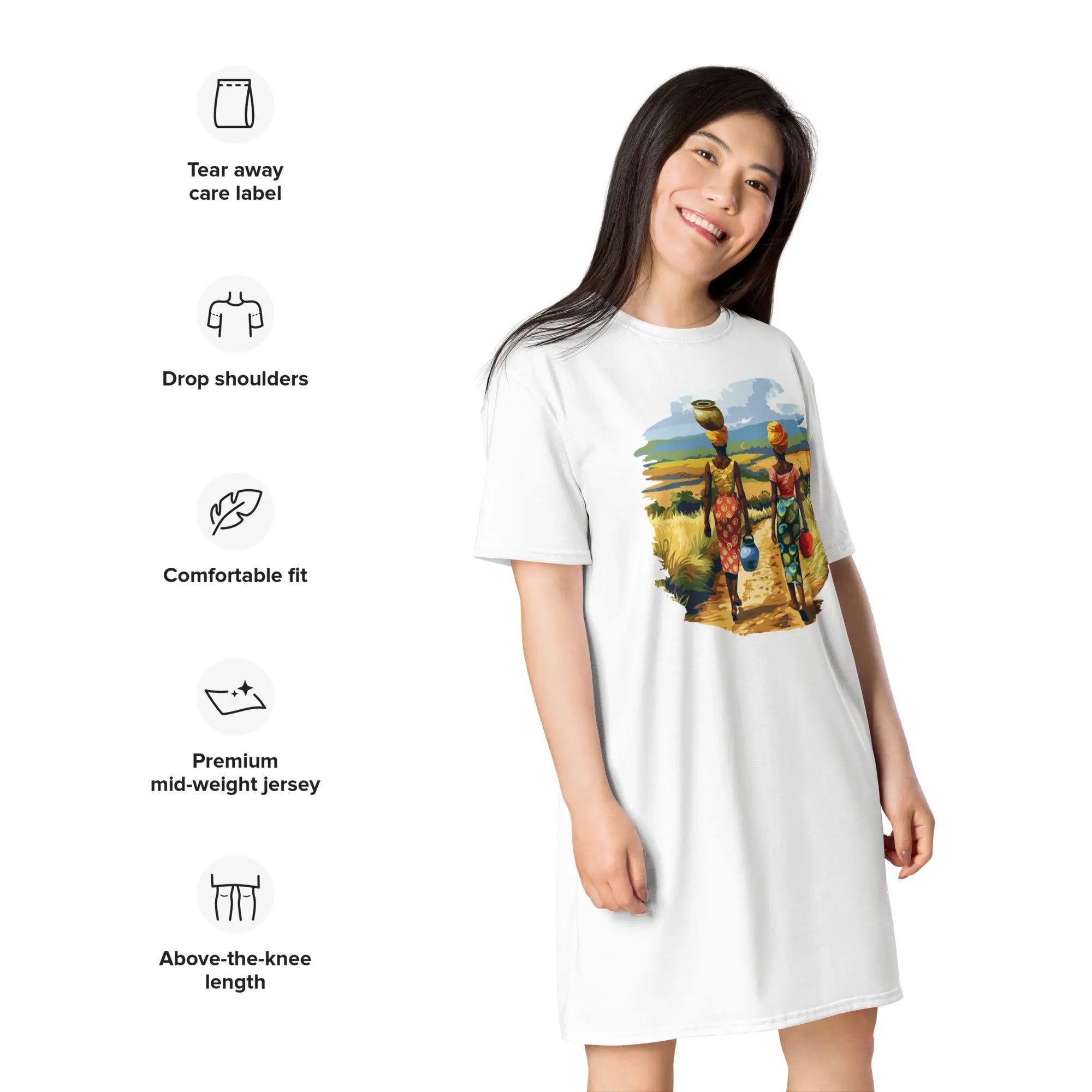 Africa Vibes Tall Ladies Comfort T-Shirt Dress - Stylish3Tees.com