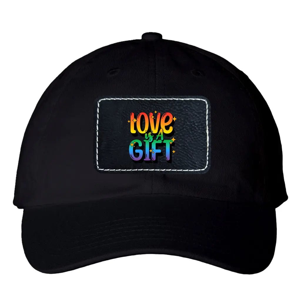 Awkward Styles Black / Black Love Is A Gift Bio-Washed Classic Dad Hat with Rectangle Leather Patch