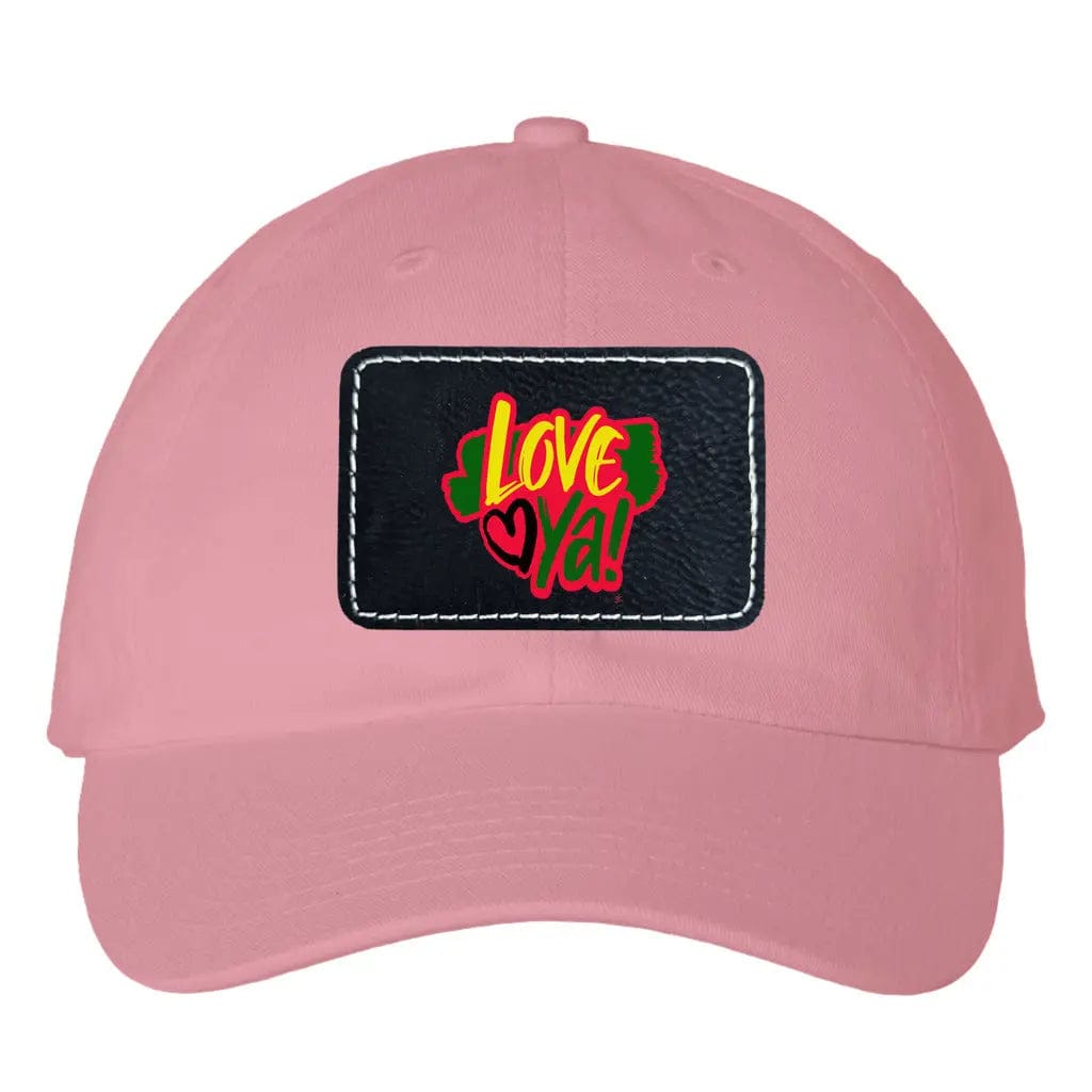 Awkward Styles Black / Light Pink Love Ya! 2 Bio-Washed Classic Dad Hat with Rectangle Leather Patch