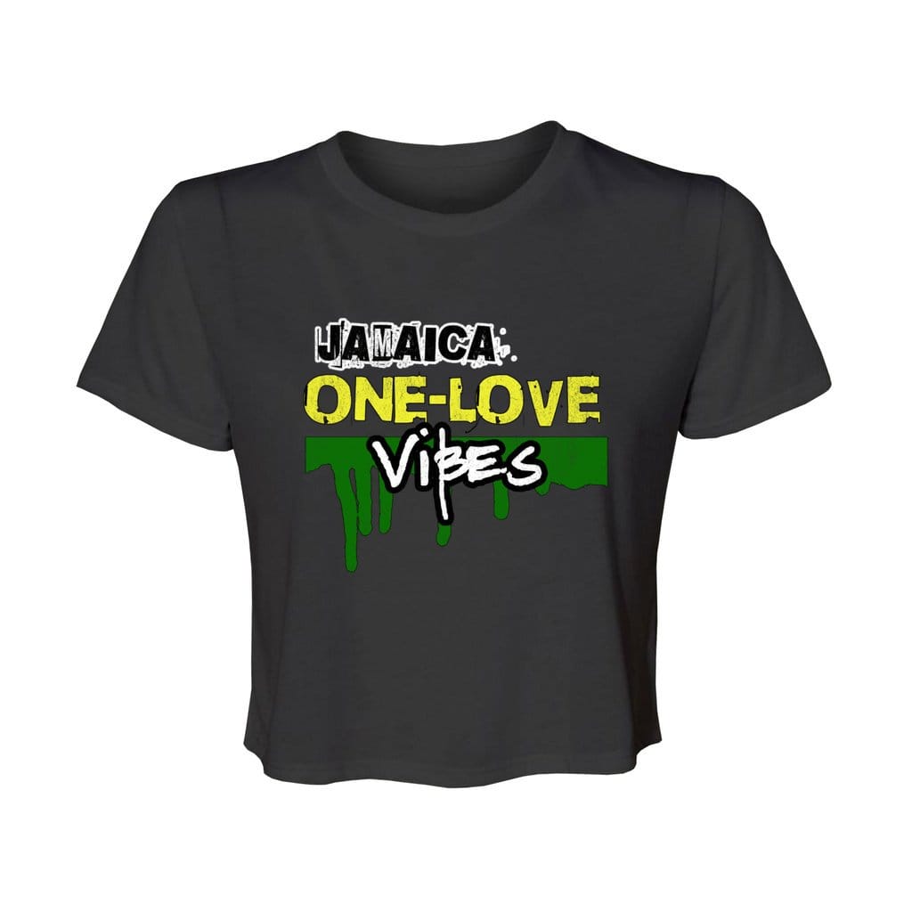 Awkward Styles M / Black Jamaica One Love Vibes. Women’s Flowy Cropped Tee