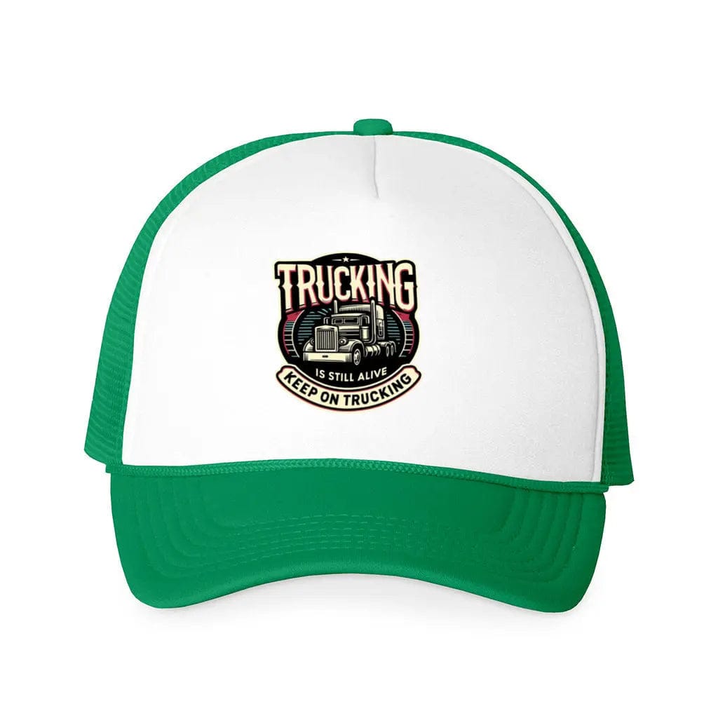 Awkward Styles One Size / White-Kelly Truckers Keep Trucking Foam Trucker Cap