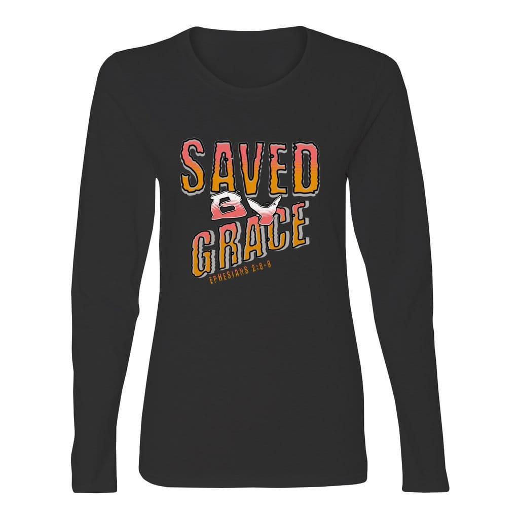 Awkward Styles S / Black Saved By Grace Women’s Heavy Cotton Long Sleeve T-Shirt