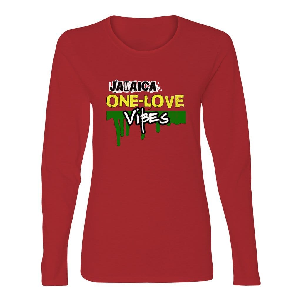 Awkward Styles S / Red Jamaica One Love Vibes. Women’s Heavy Cotton Long Sleeve T-Shirt