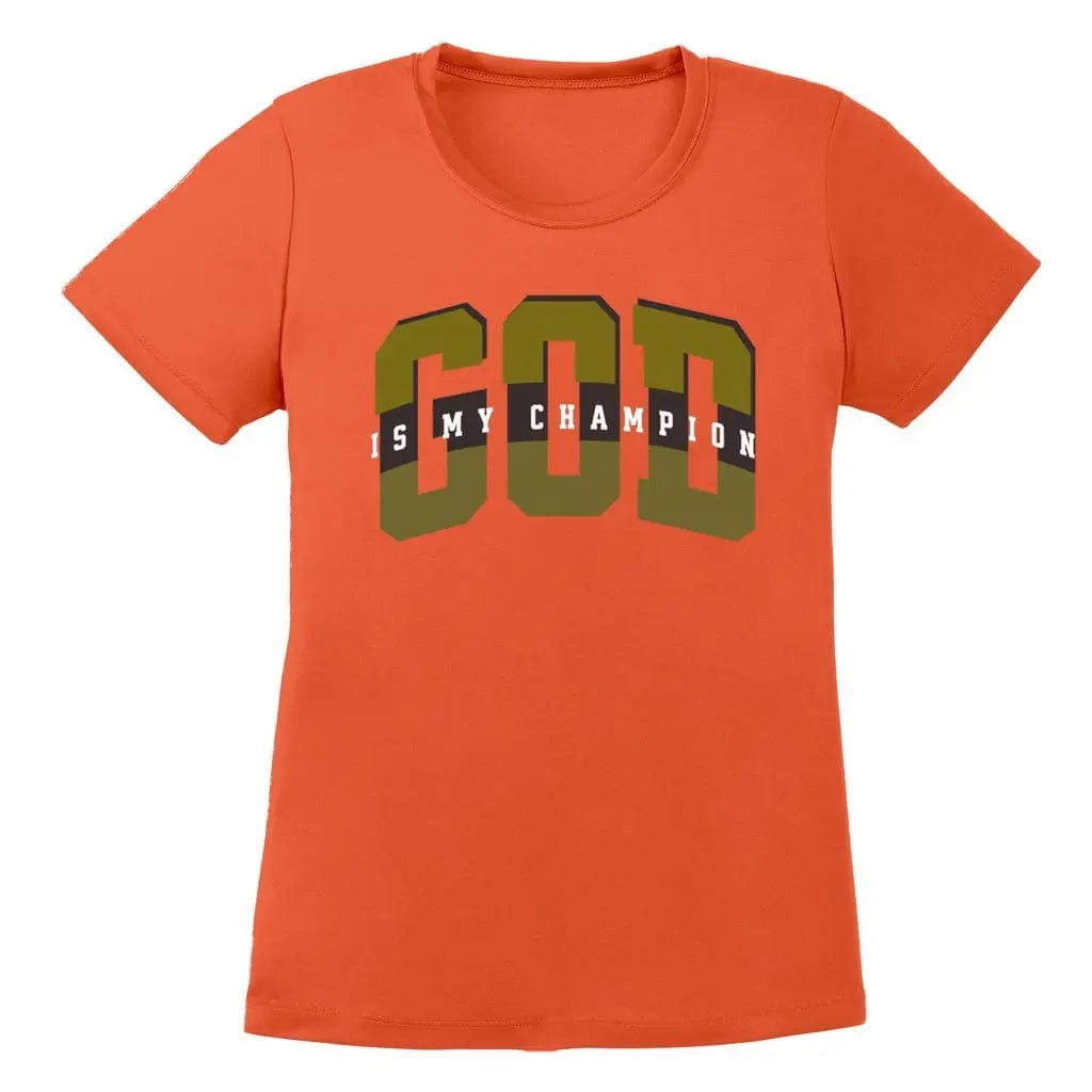 Awkward Styles XS / Neon Orange God Is My Champion Ladies Competitor Tee