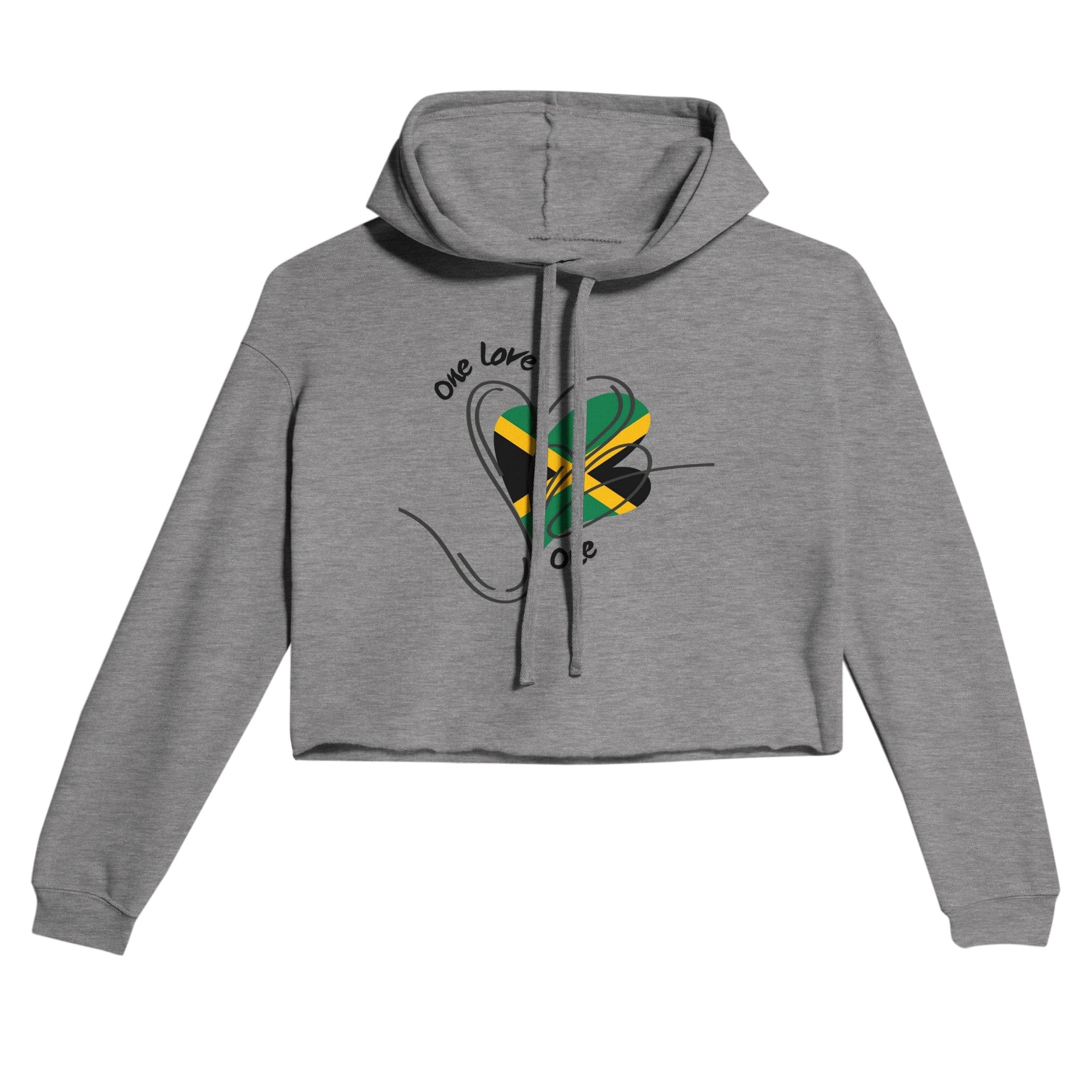 My Store Crop Top Hoodie Dark Gray Heather / S One Love One Heart Jamaica. Women's Cropped Hoodie | Bella + Canvas 7502