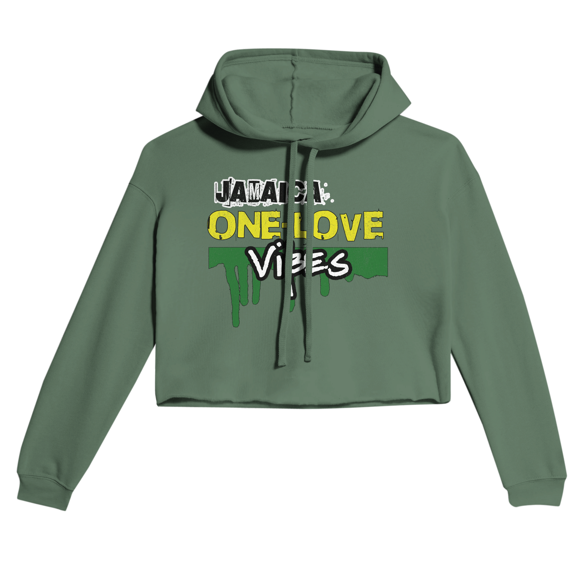My Store Crop Top Hoodie Military Green / S Jamaica One Love Vibes. Women's Cropped Hoodie | Bella + Canvas 7502