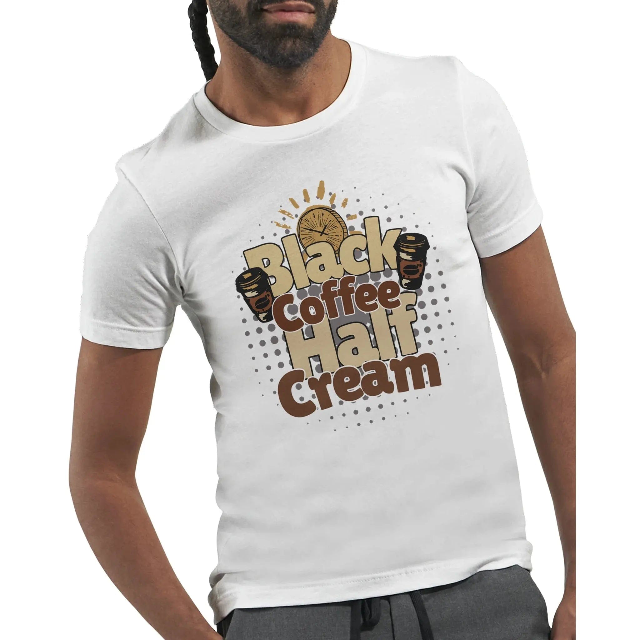 Stylish3Tees.com Print Material Black Coffee-Half Cream Premium Unisex Crewneck T-shirt