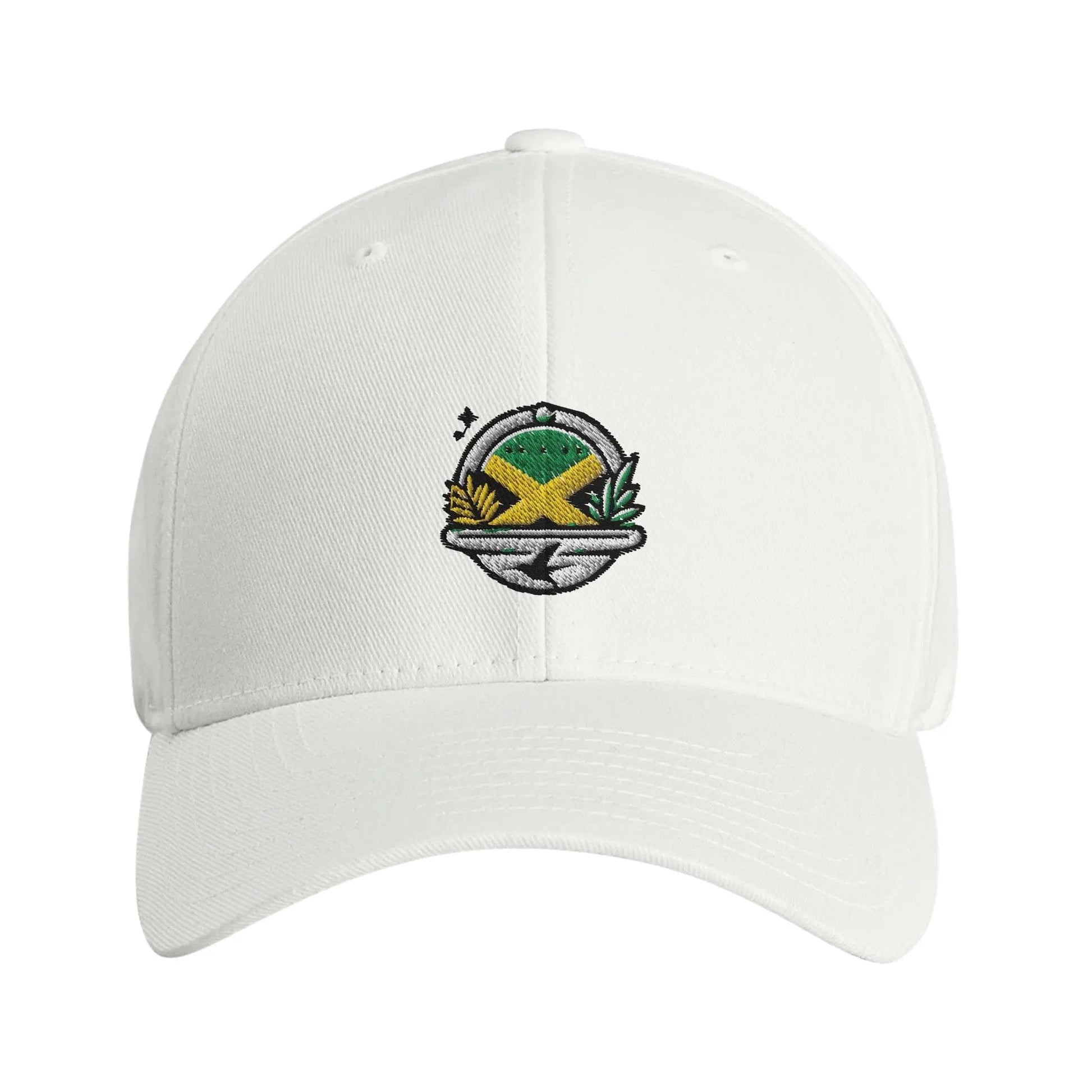 Stylish3Tees.com Print Material White Jamaica Luxury Fitted Baseball Cap | Flexfit 6277