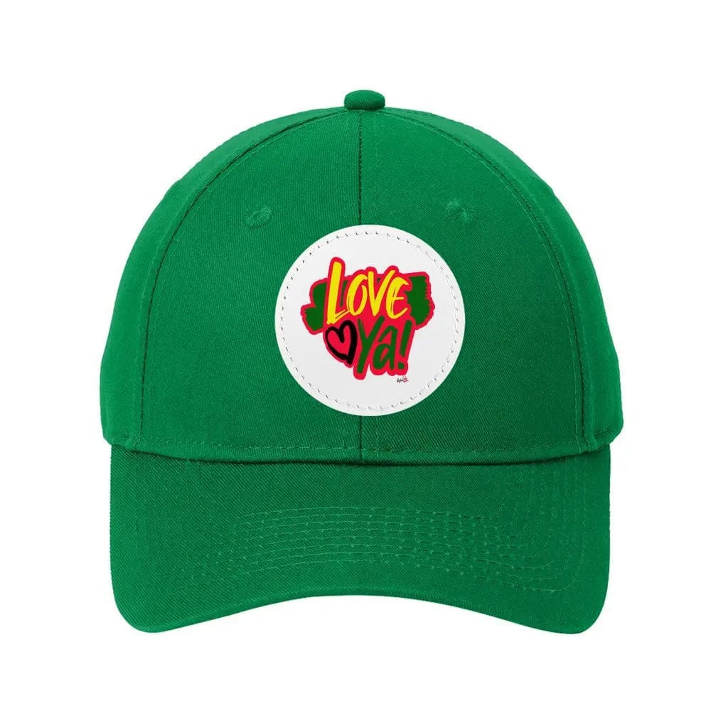 Awkward Styles White / Kelly Green Love Ya! Unisex Six Panel Twill Hat with Round Leather Patch