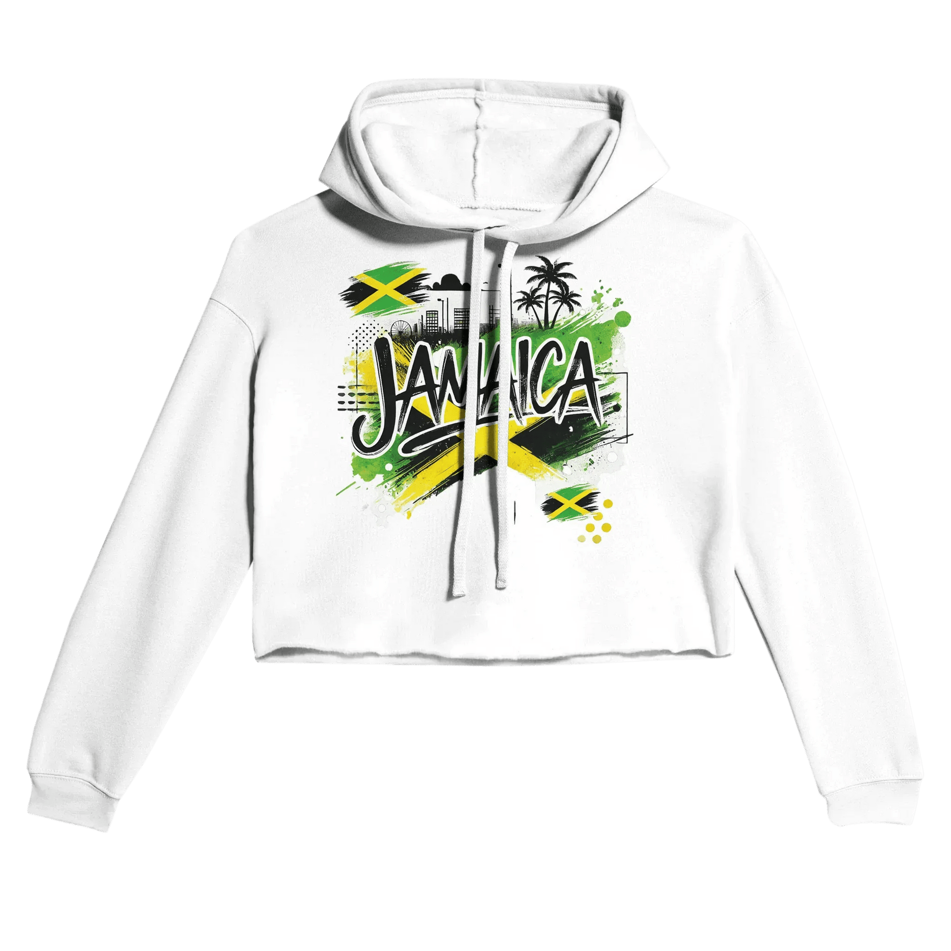 Gelato Crop Top Hoodie White Jamaica Urban Wear Women's Cropped Hoodie | Bella + Canvas 7502