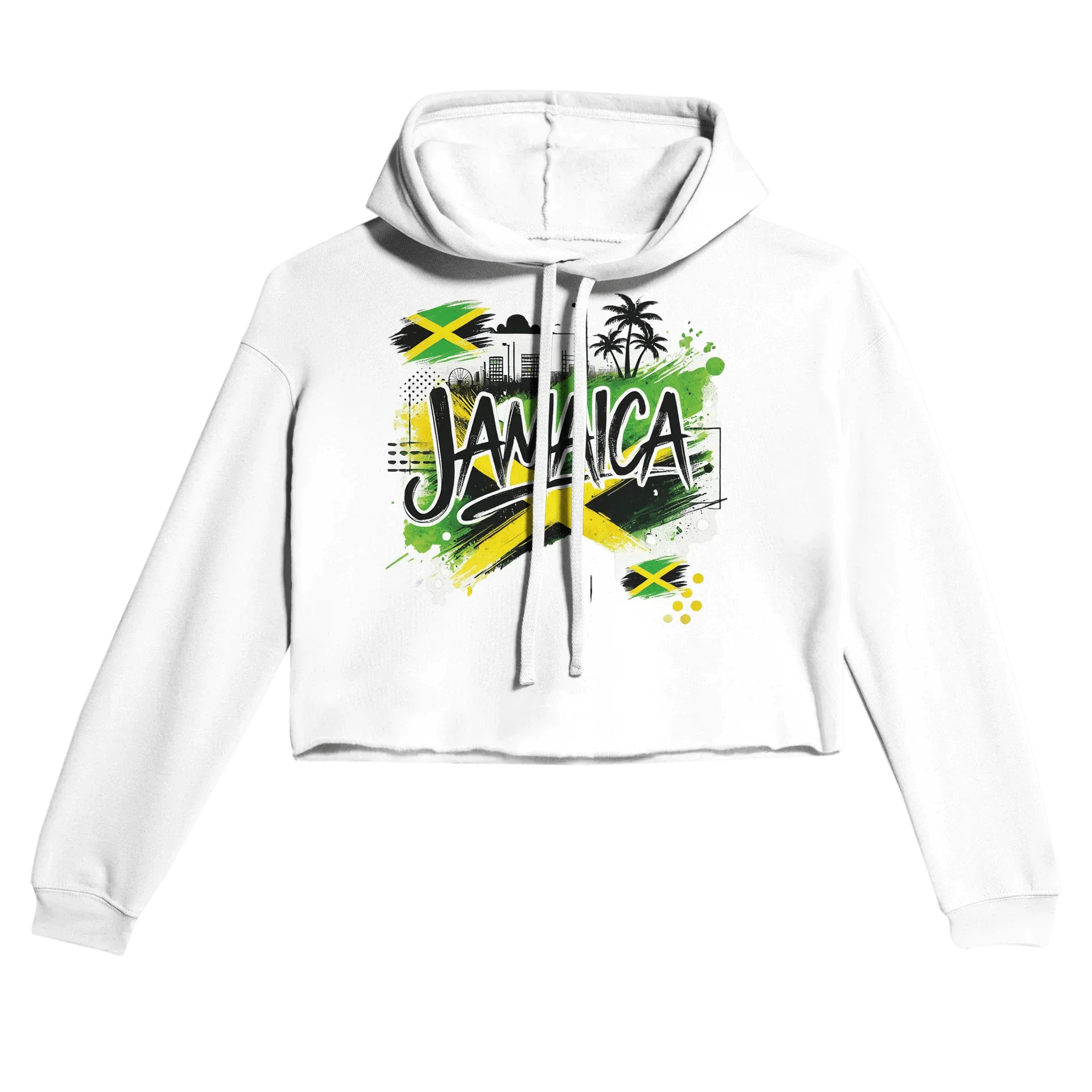 Gelato Crop Top Hoodie White Jamaica Urban Wear Women's Cropped Hoodie | Bella + Canvas 7502