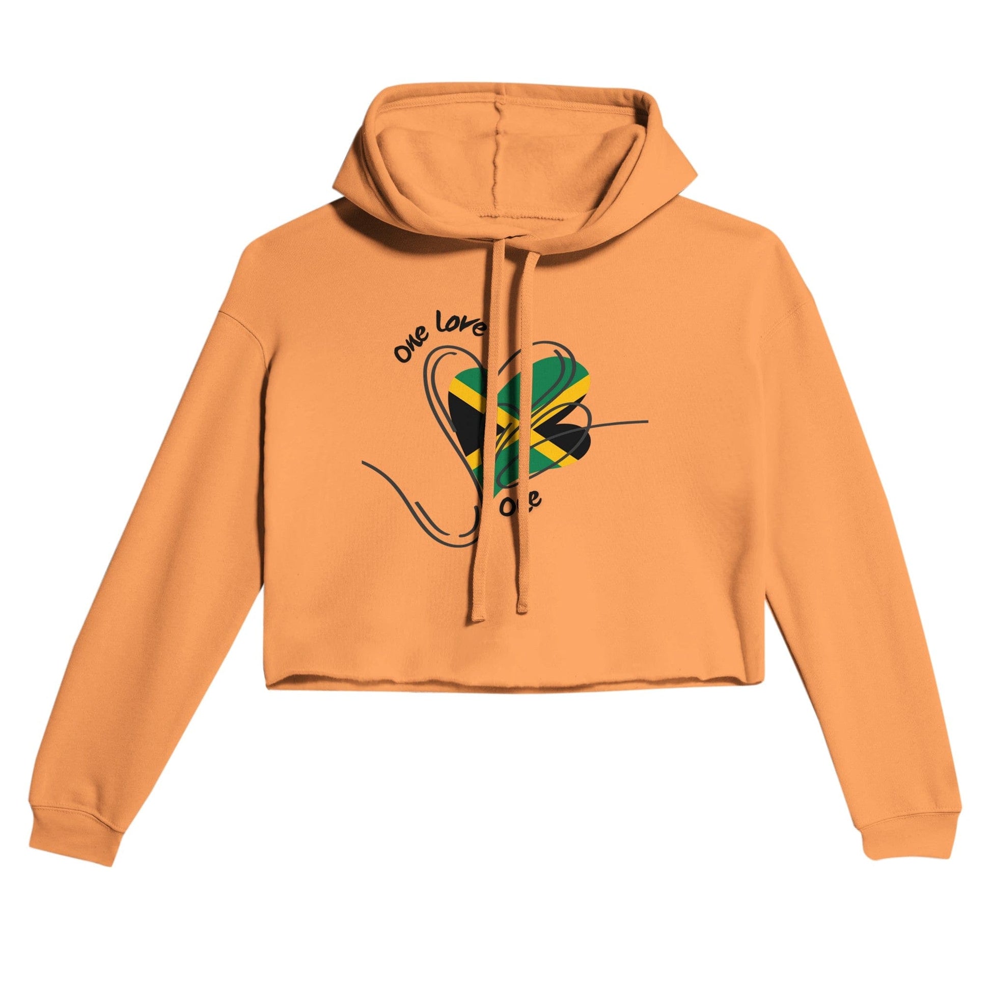 My Store Crop Top Hoodie Peach / S One Love One Heart Jamaica. Women's Cropped Hoodie | Bella + Canvas 7502