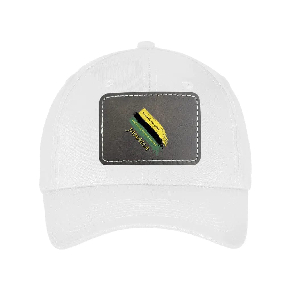 Awkward Styles Dark Brown / White Raw Unfiltered Jamaica Design Unisex Six Panel Twill Hat with Rectangle Leather Patch