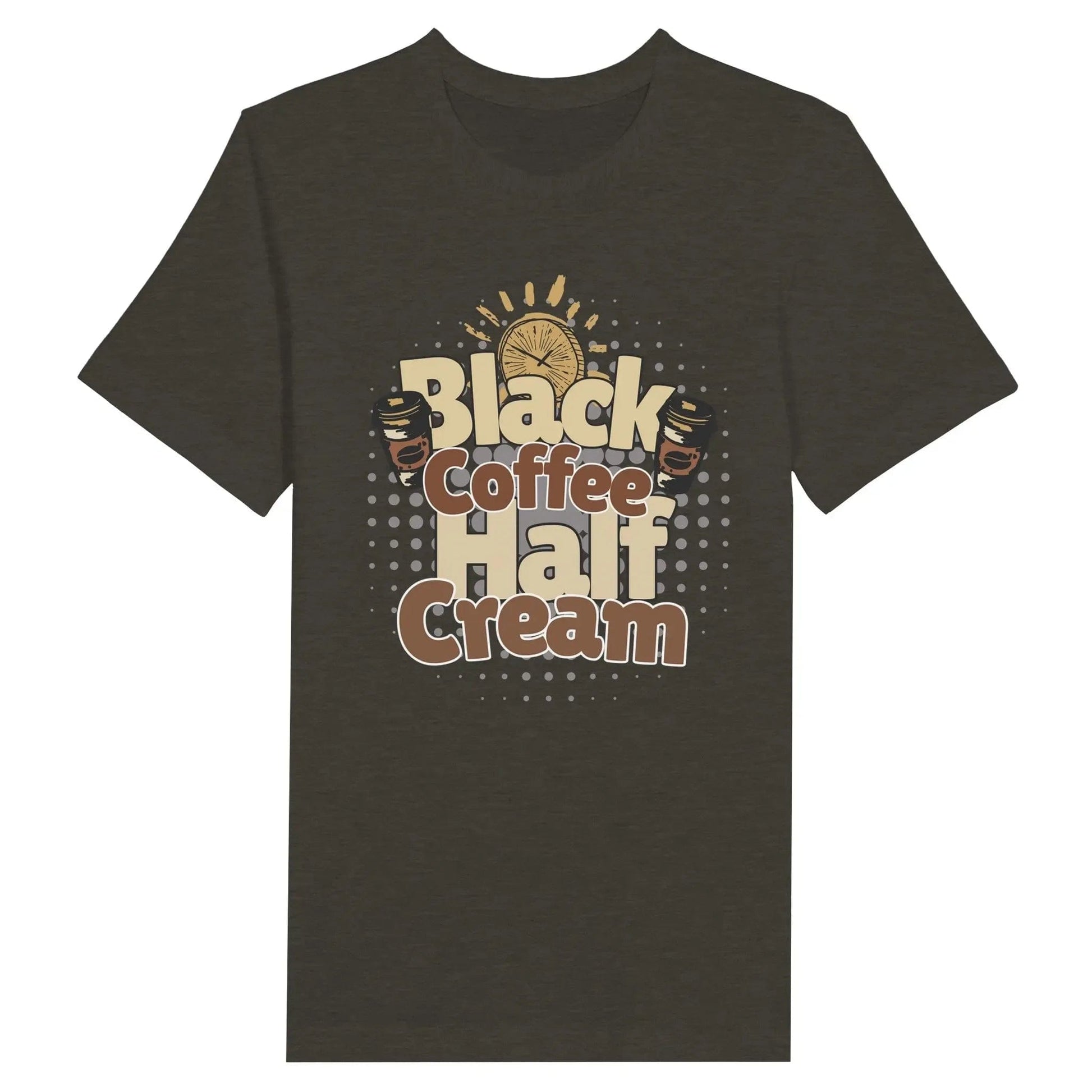 Stylish3Tees.com Print Material Black Heather / S Black Coffee-Half Cream Premium Unisex Crewneck T-shirt