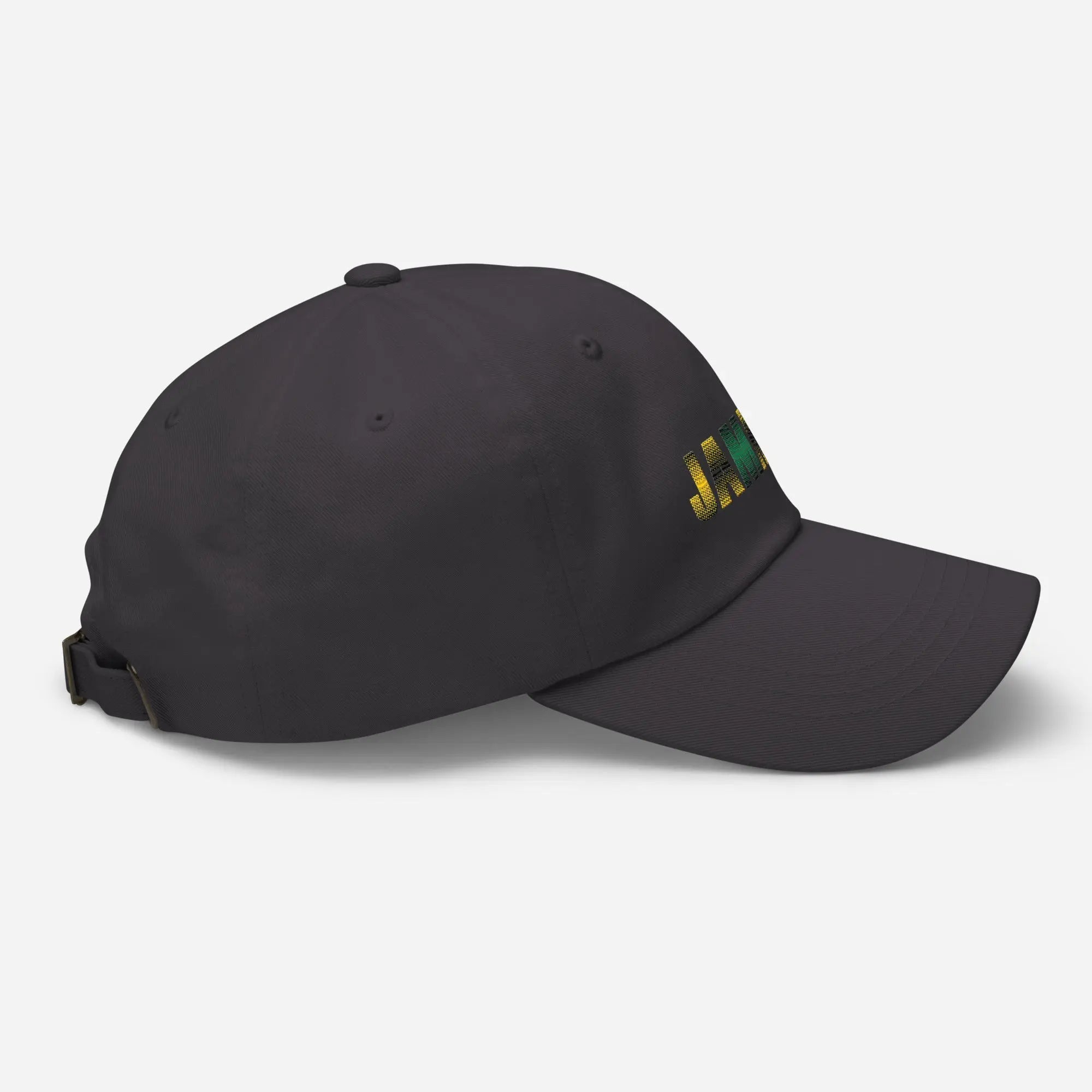 Jamaica Unisex Dad Hat in black with adjustable strap and embroidered logo