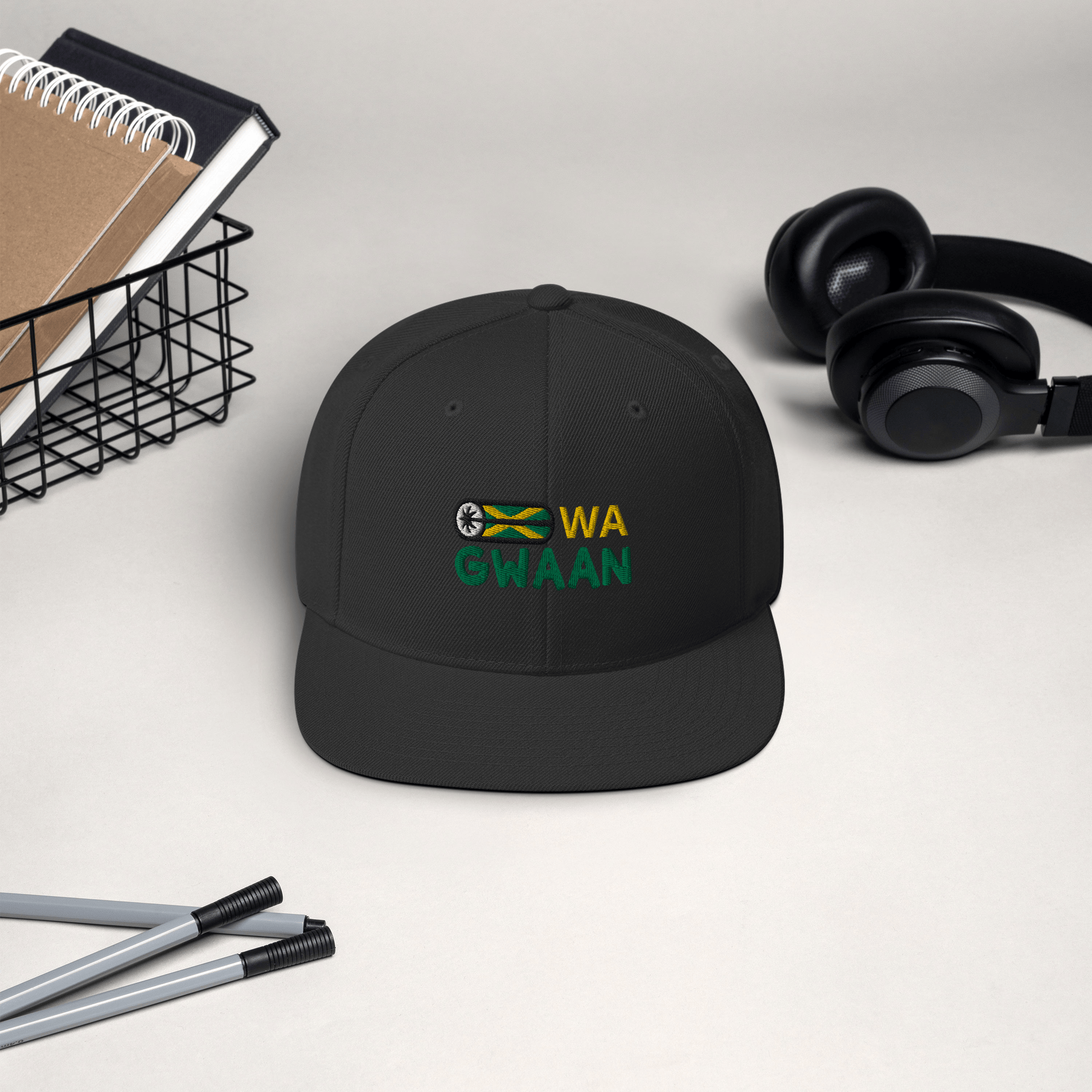 Stylish3Tees.com Black Wa Gwaan Jamaica Snapback Hat