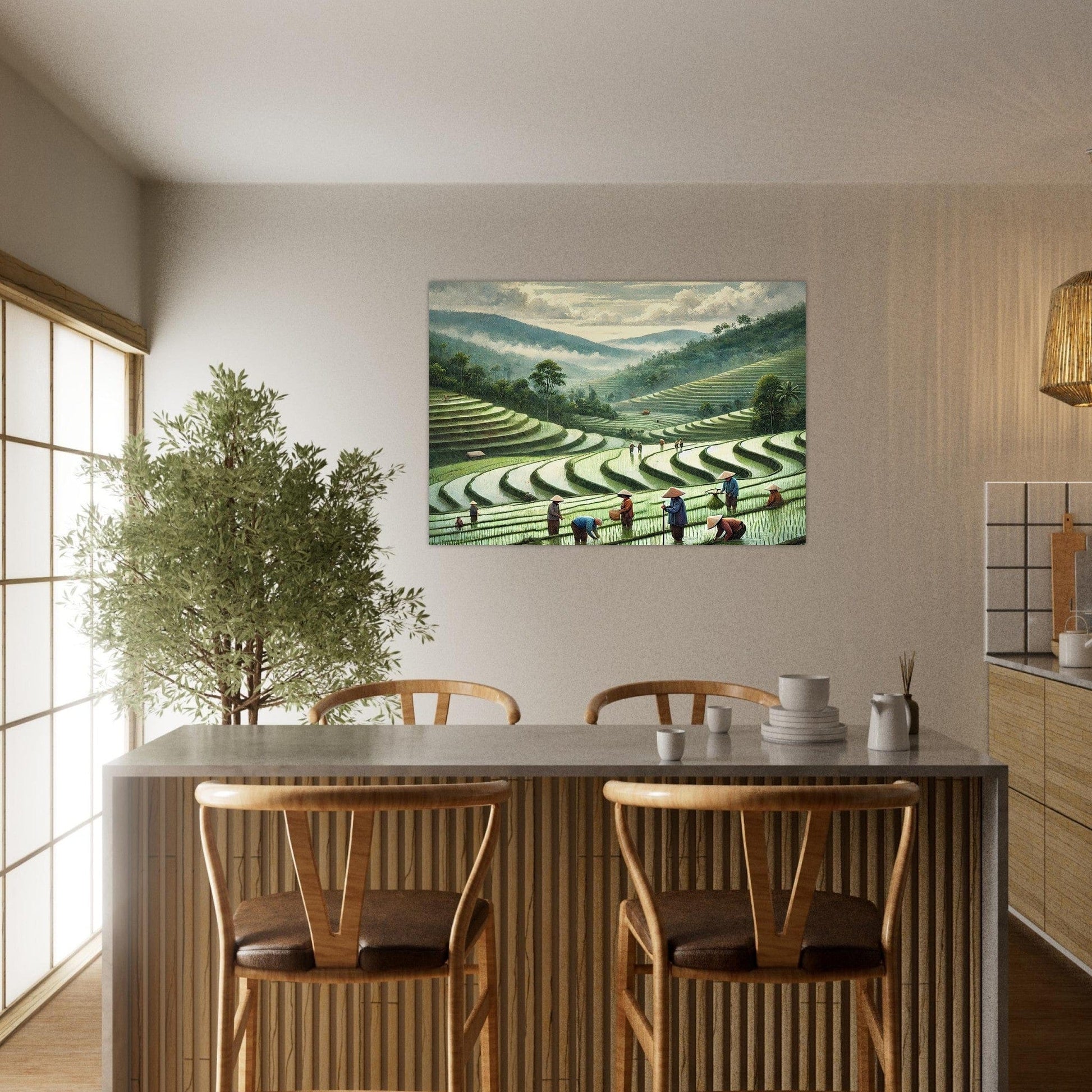 My Store Print Material Paddy Rice Farming One Aluminum Print