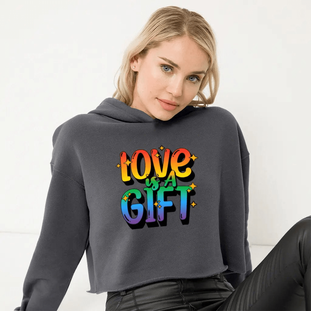 Awkward Styles Love Is A Gift Women's Cropped Fleece Hoodie