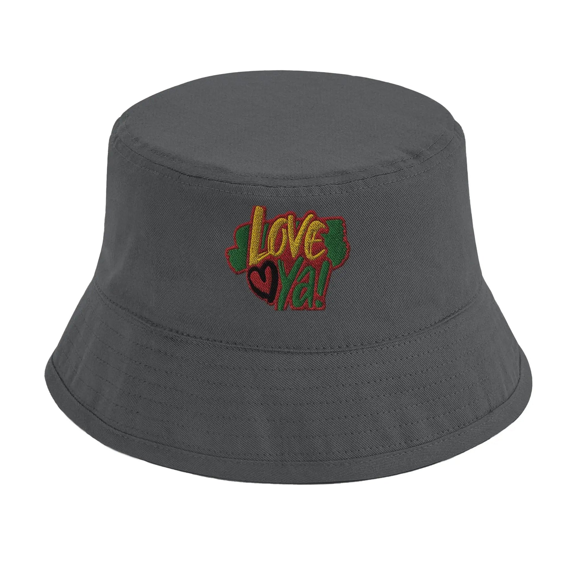 Stylish3Tees.com Print Material Graphite Grey Love Ya! Organic Cotton Bucket Hat | Beechfield B90N