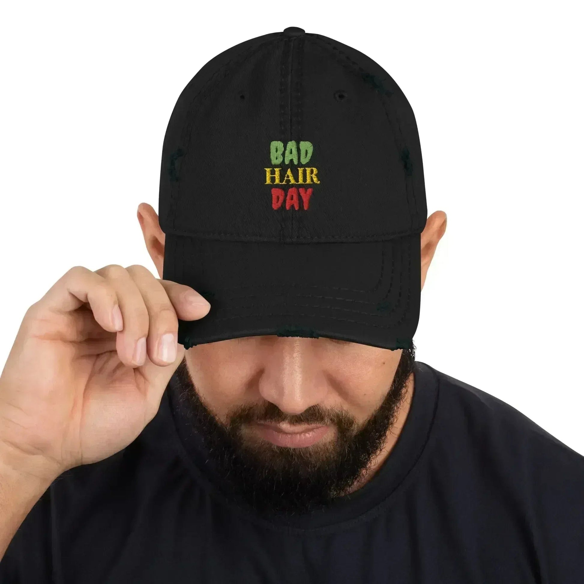 Stylish3Tees.com Bad Hair Day Distressed Dad Hat