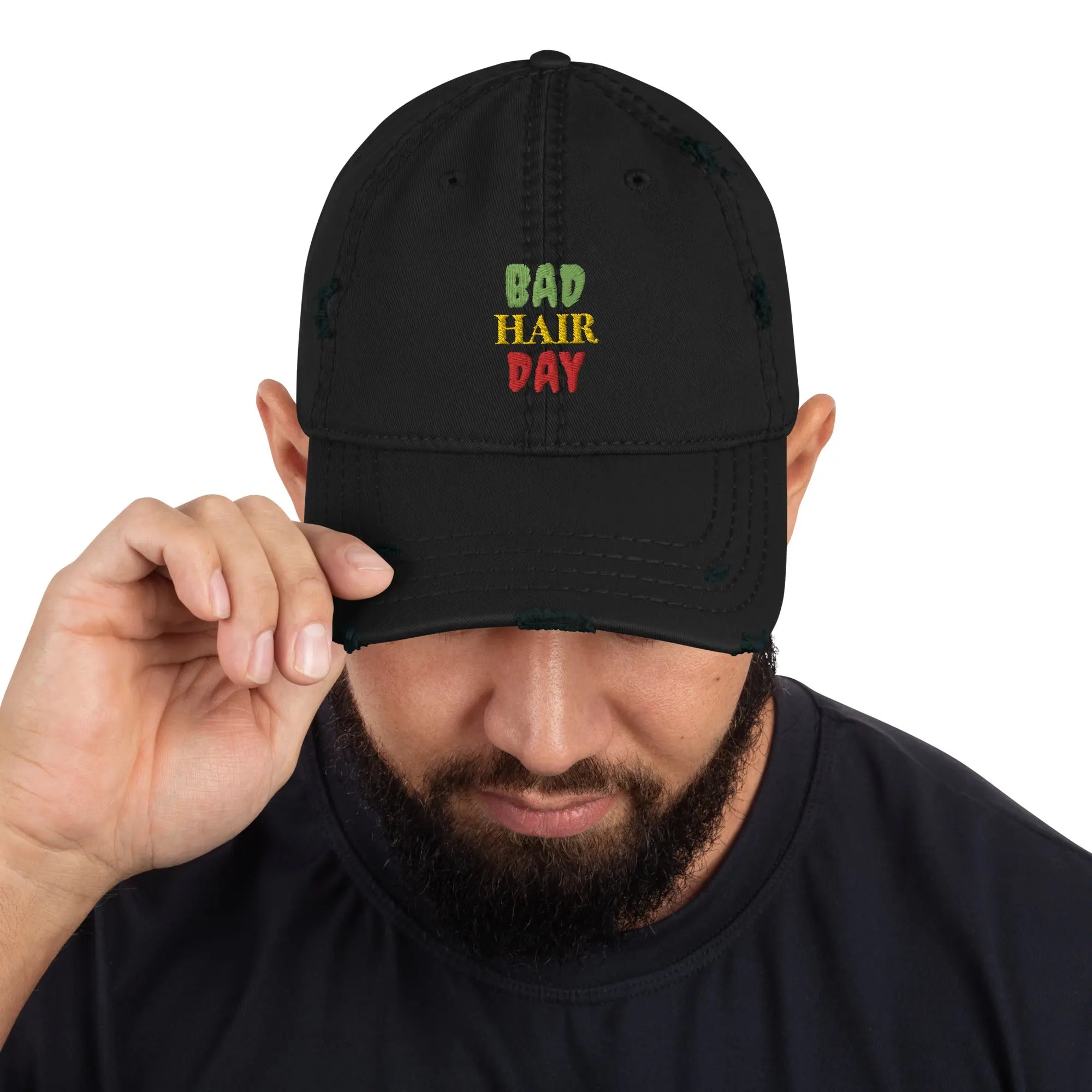 Bad Hair Day Distressed Dad Hat - Stylish3Tees.com