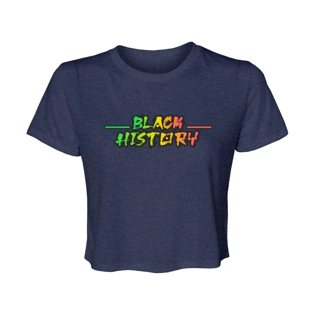 Awkward Styles S / Heather Navy Black History. Women’s Flowy Cropped Tee