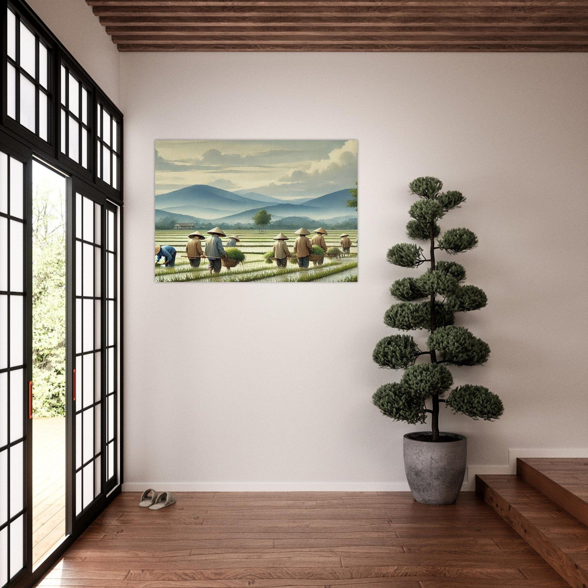 My Store Print Material Paddy Rice Farming Two Aluminum Print