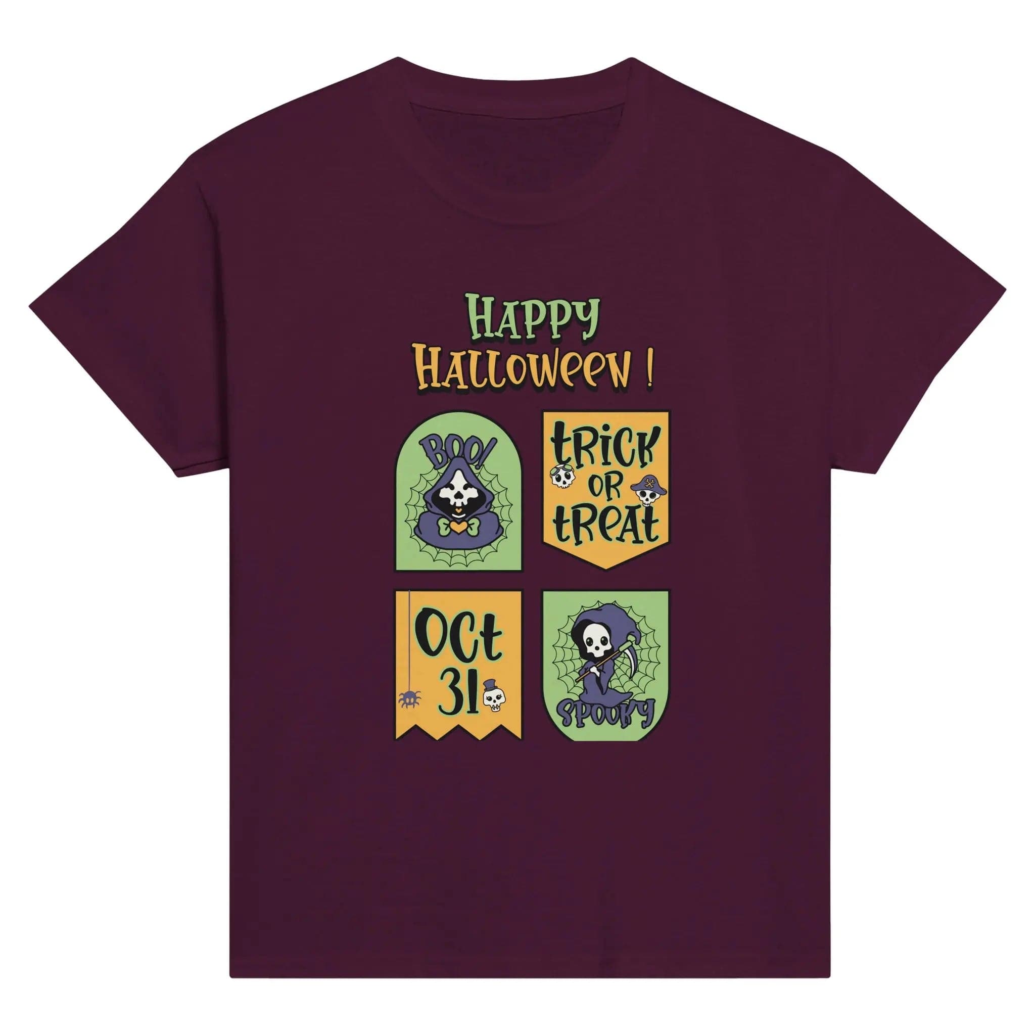 Stylish3Tees.com T-Shirts Maroon / S Happy Halloween Classic Kids Crewneck T-shirt