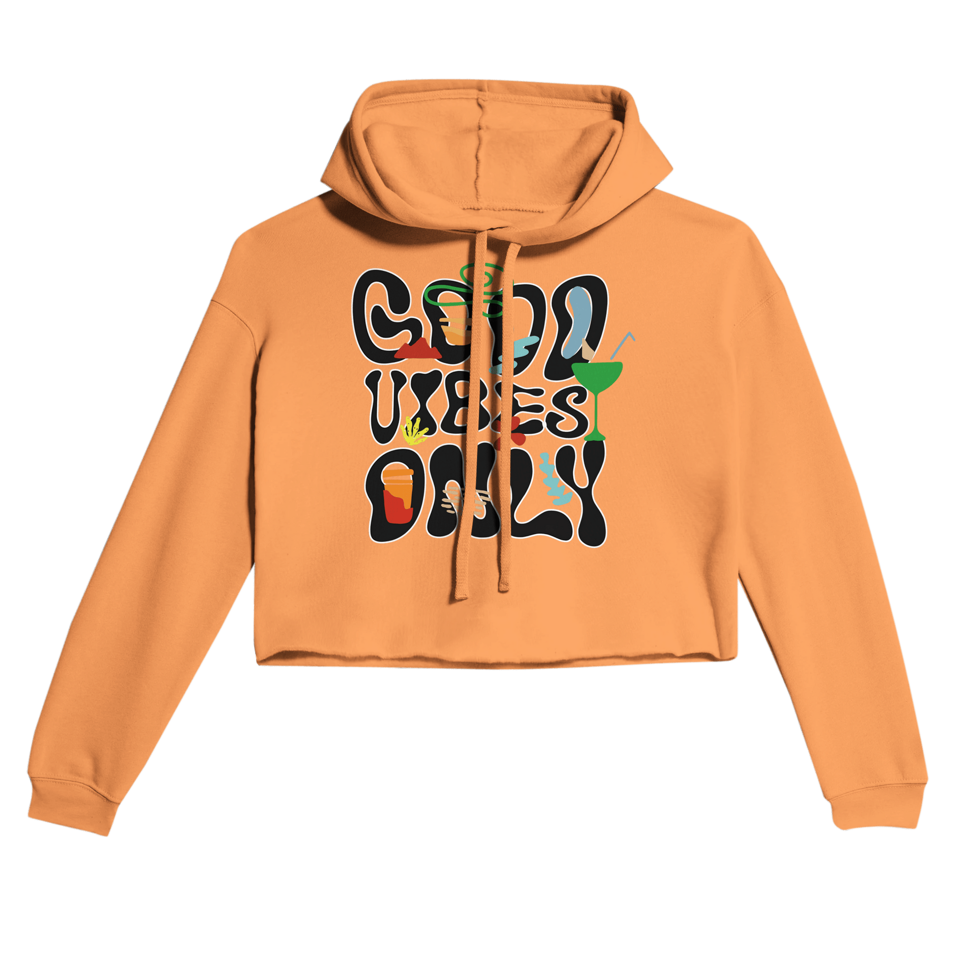 My Store Crop Top Hoodie Peach / S Good Vibes Only. Women's Cropped Hoodie | Bella + Canvas 7502