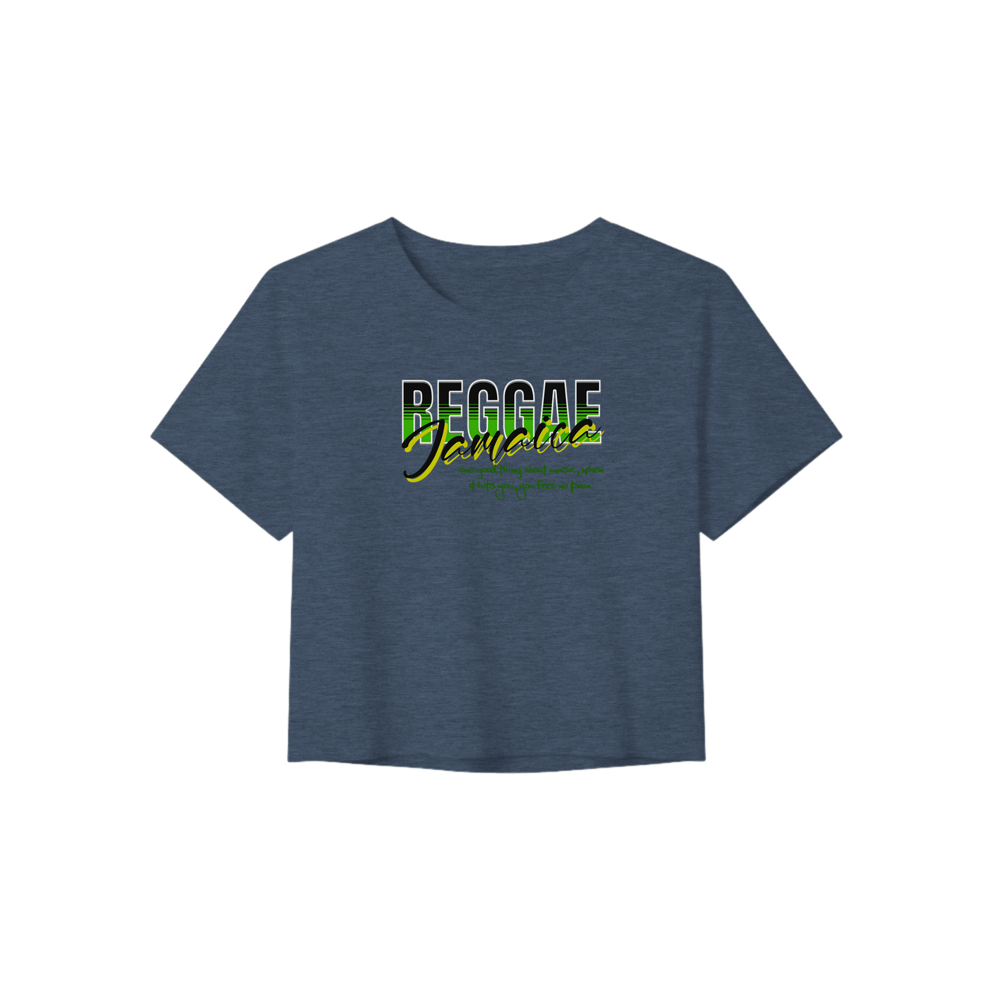 Gelato Print Material Heather Navy / S Reggae Jamaica Women’s Crop Tee | Bella+Canvas 8882