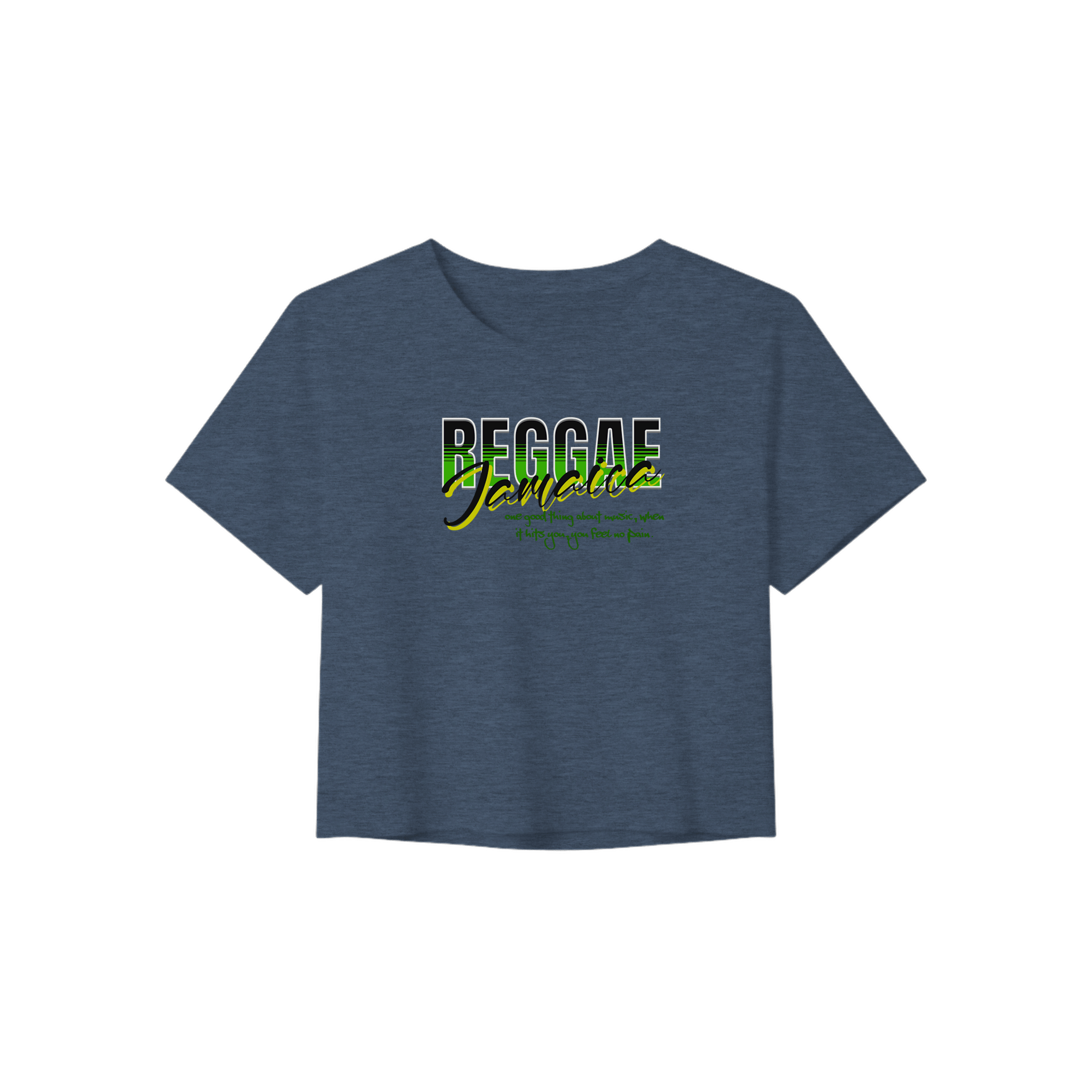 Gelato Print Material Heather Navy / S Reggae Jamaica Women’s Crop Tee | Bella+Canvas 8882