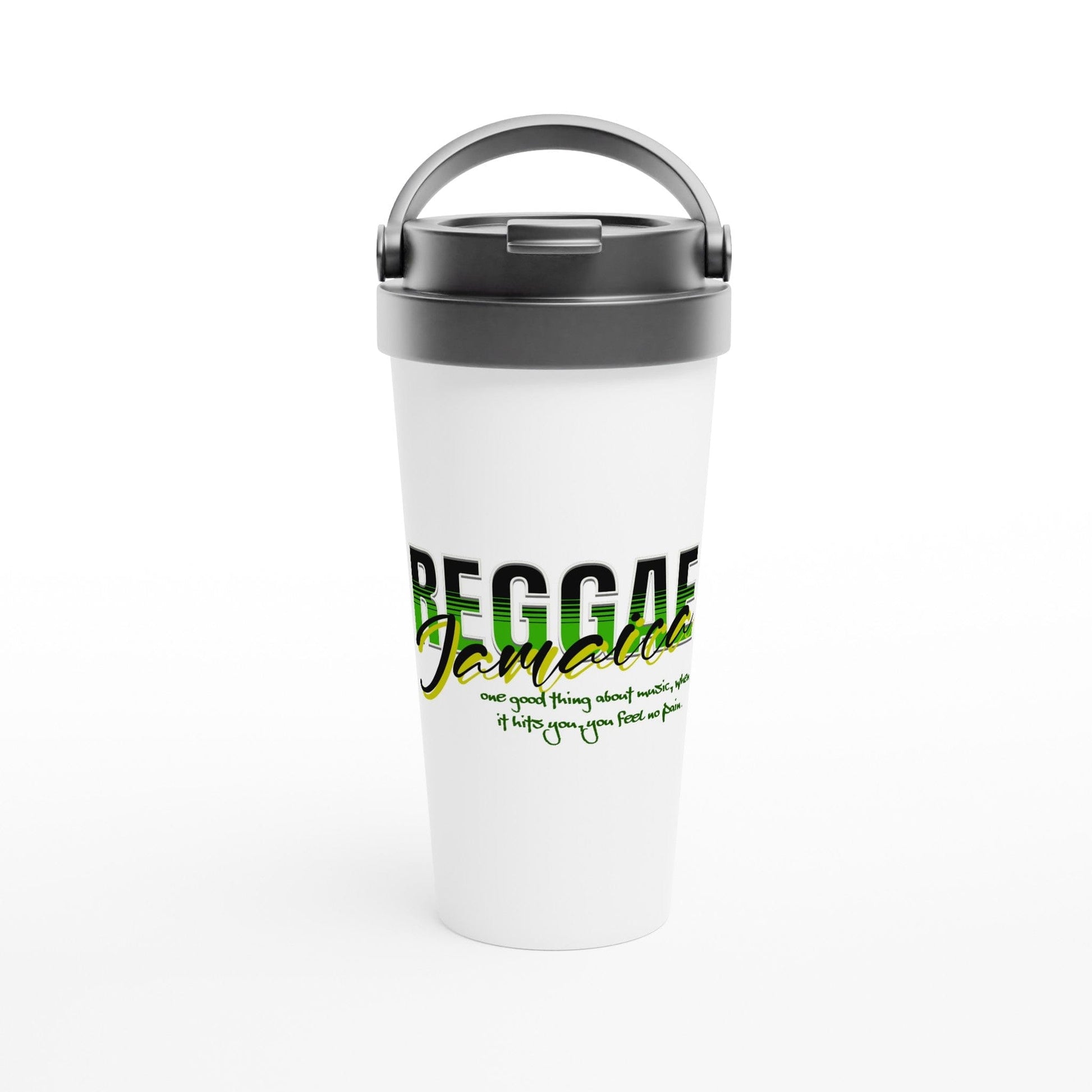 My Store Cups Reggae Jamaica White 15oz Stainless Steel Travel Mug