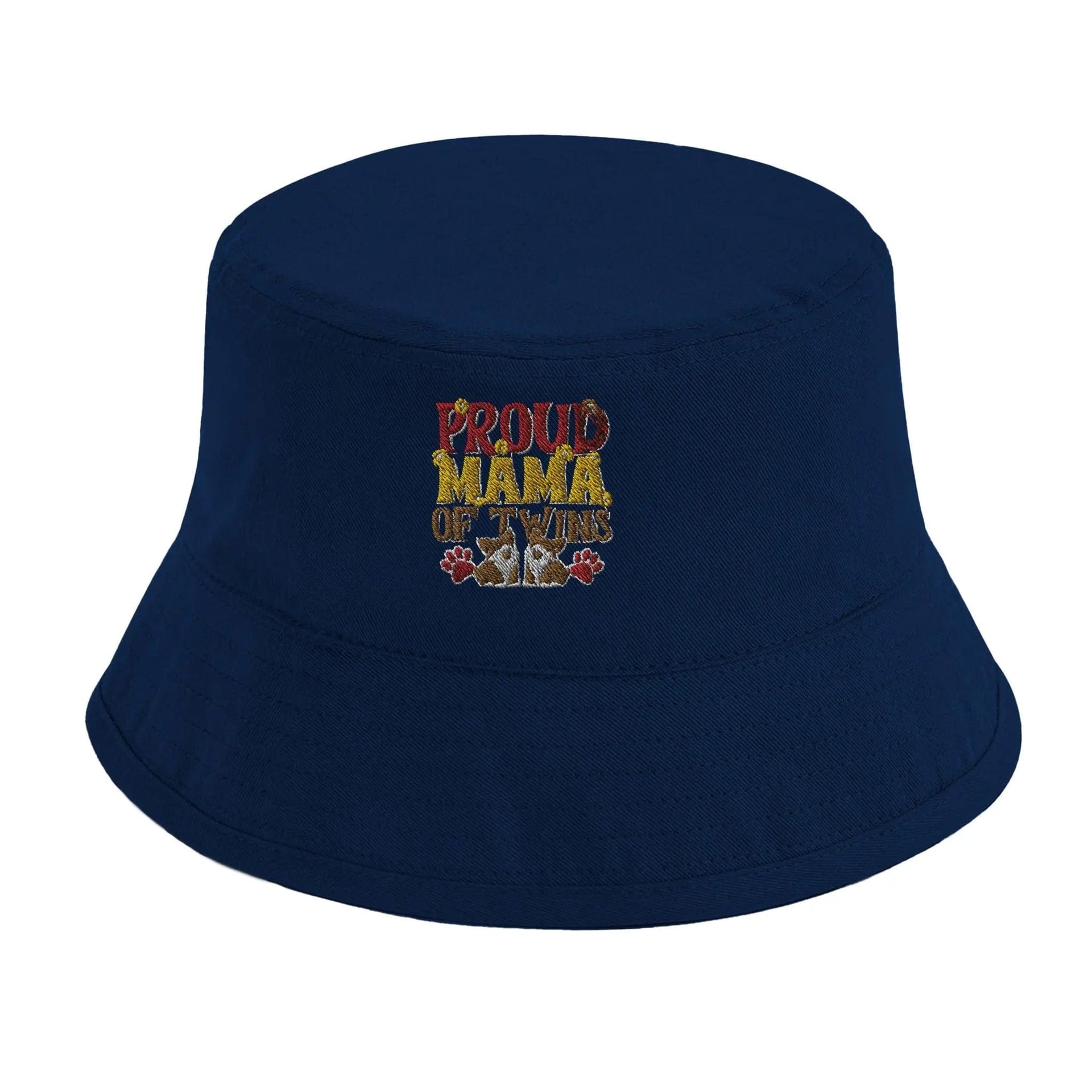 Stylish3Tees.com Print Material Navy Proud Mother Of Twins Organic Cotton Bucket Hat | Beechfield B90N