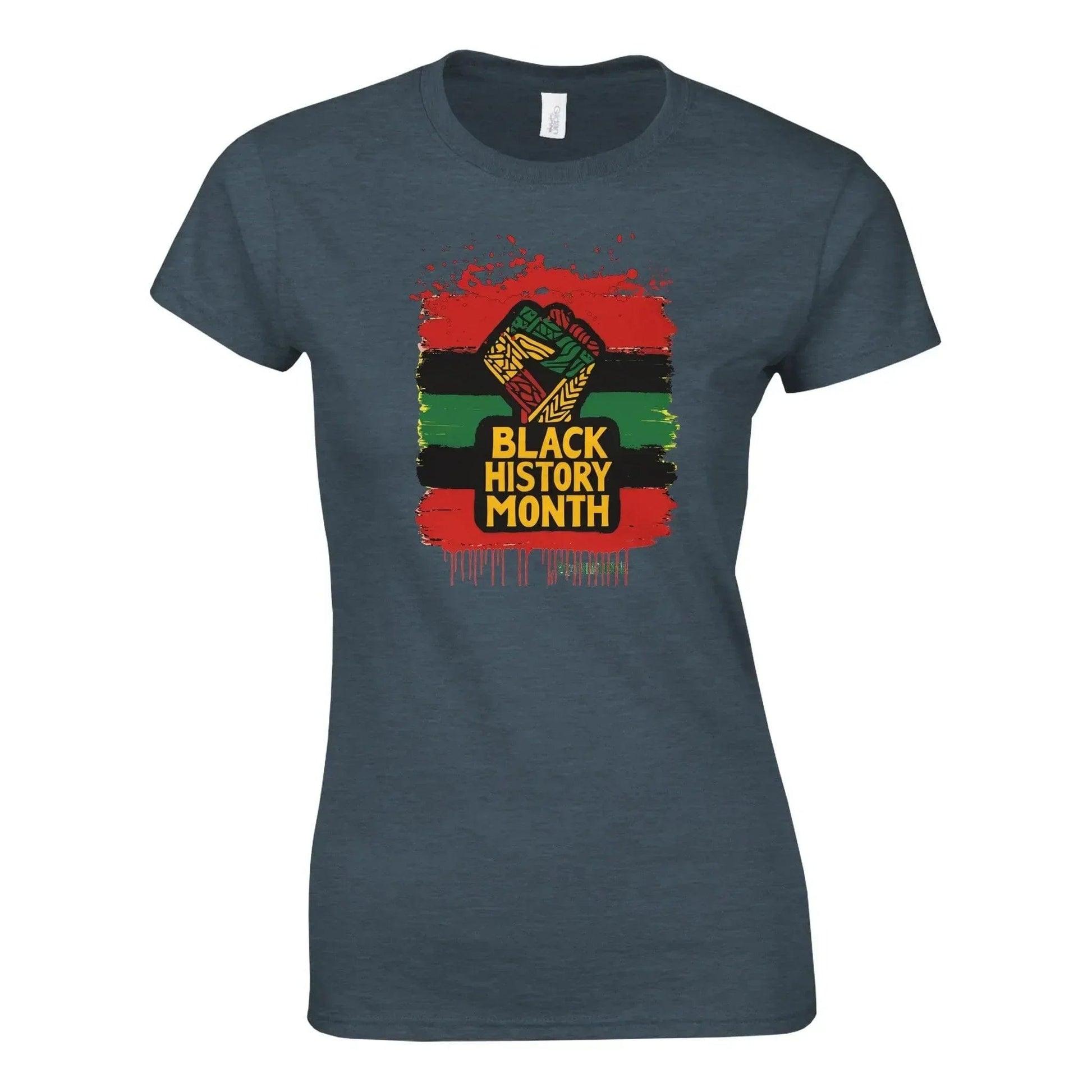 Stylish3Tees.com Print Material Dark Heather / S Black History Month Classic Womens Crewneck T-shirt | Gildan® 64000L