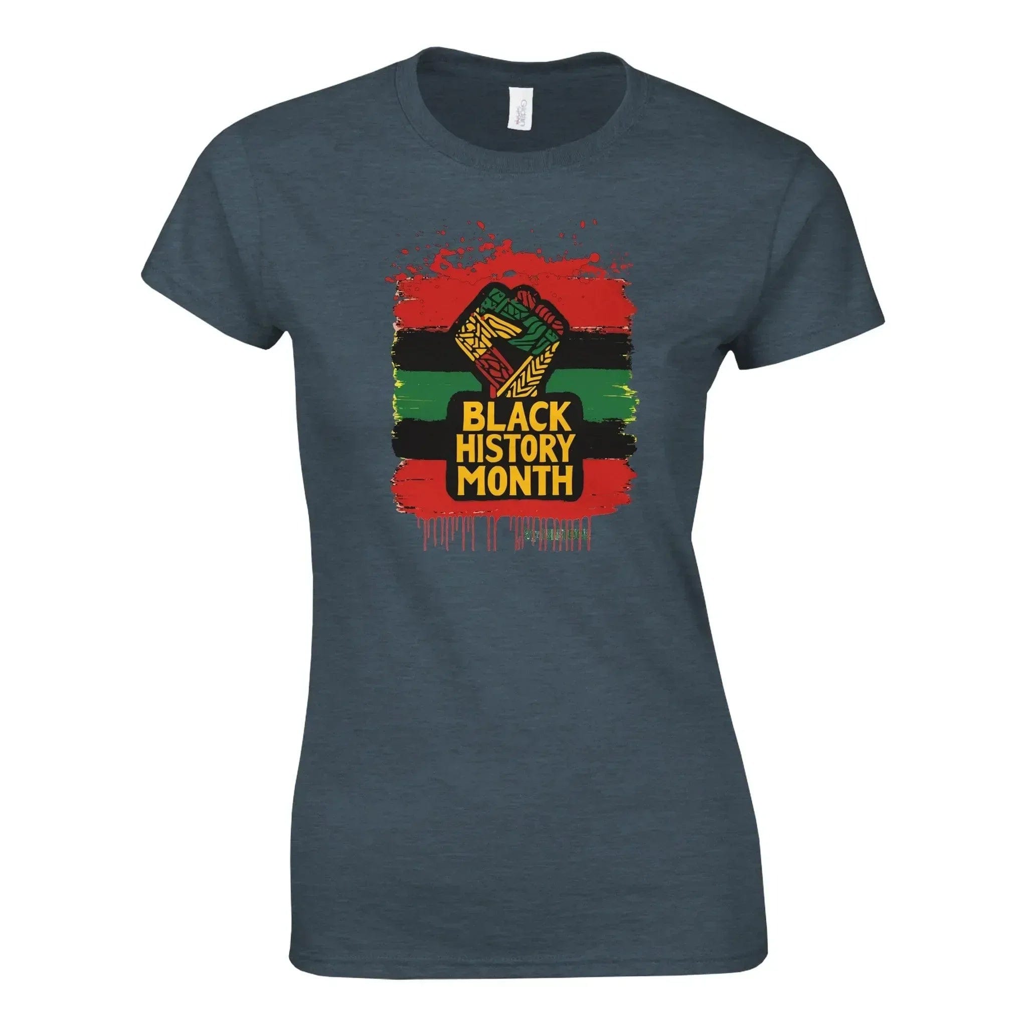 Stylish3Tees.com Print Material Dark Heather / S Black History Month Classic Womens Crewneck T-shirt | Gildan® 64000L