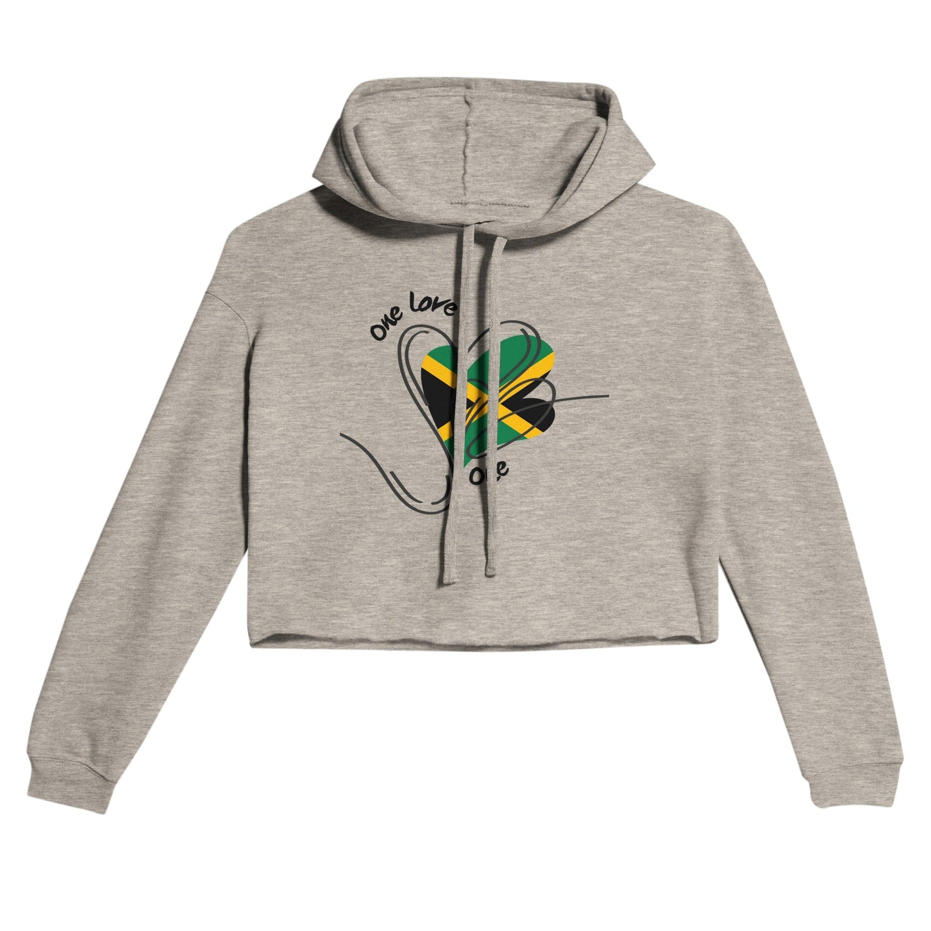My Store Crop Top Hoodie Heather Dust / S One Love One Heart Jamaica. Women's Cropped Hoodie | Bella + Canvas 7502