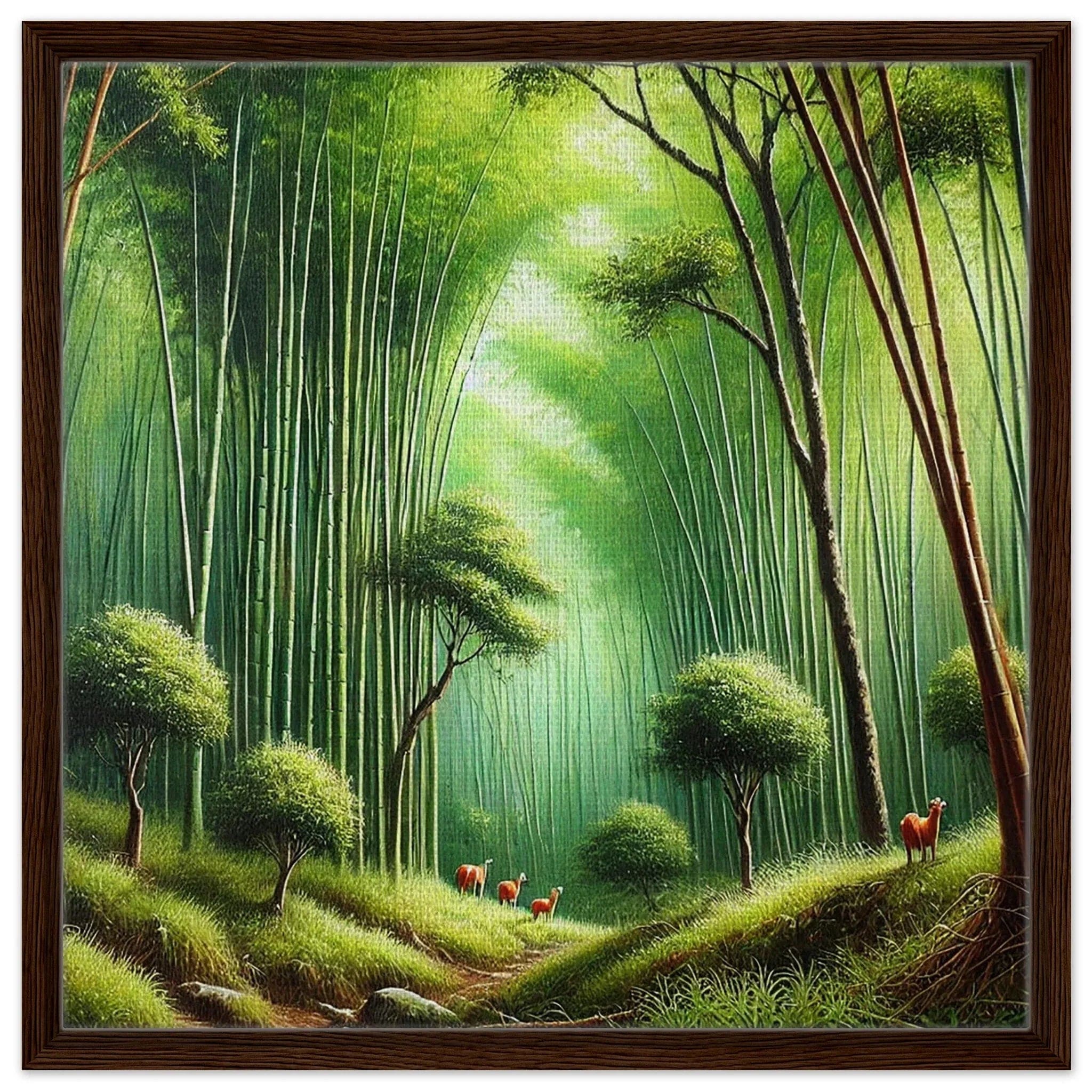 My Store Print Material 60x60 cm / 24x24″ / Dark wood frame Bamboo Forrest Three Framed Canvas