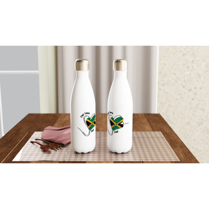 Stylish3Tees.com Print Material One Love One Heart White 17oz Stainless Steel Water Bottle