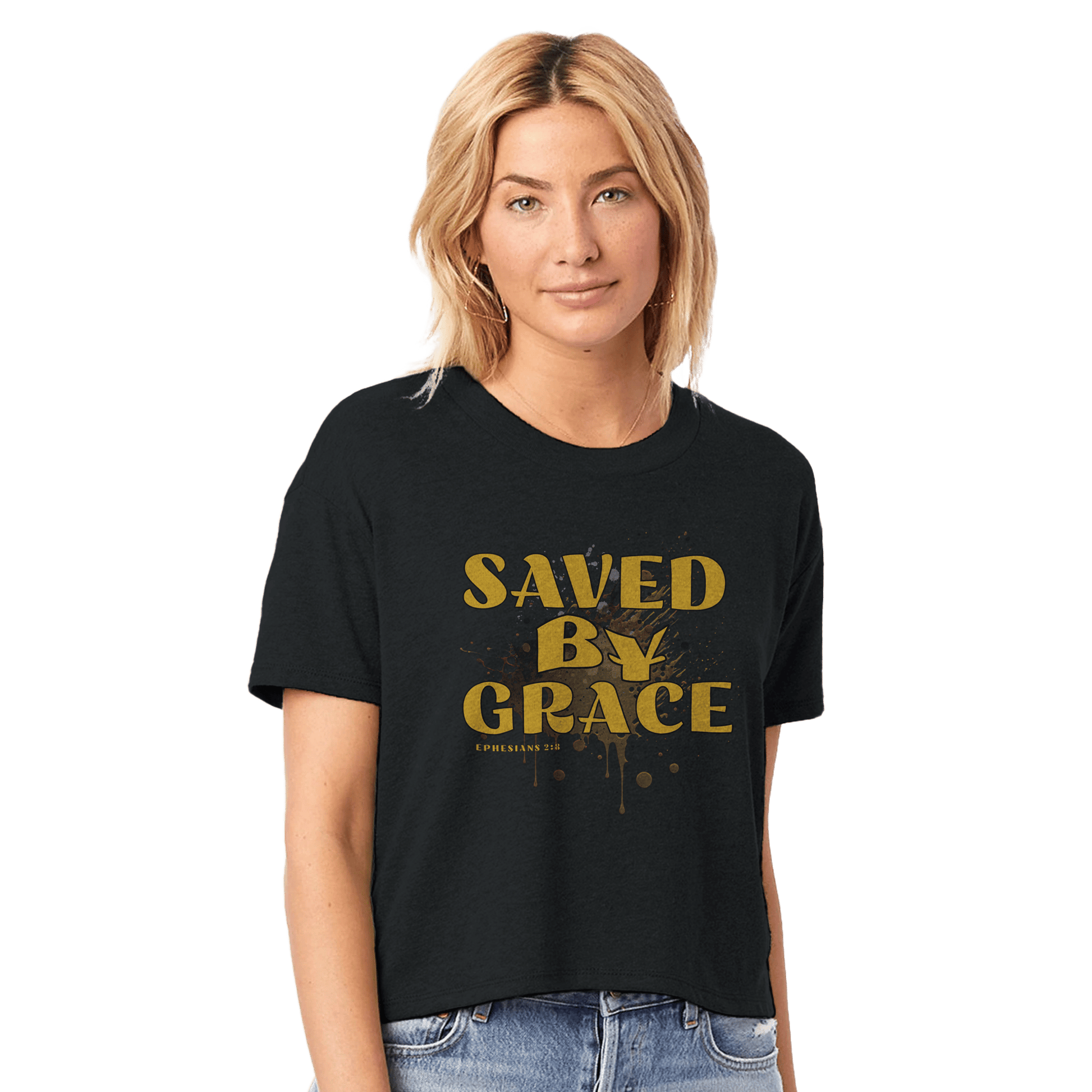 My Store Print Material Black / XS Save By Grace. Women's Headliner Cropped Crewneck T-Shirt | Alternative 5114BP