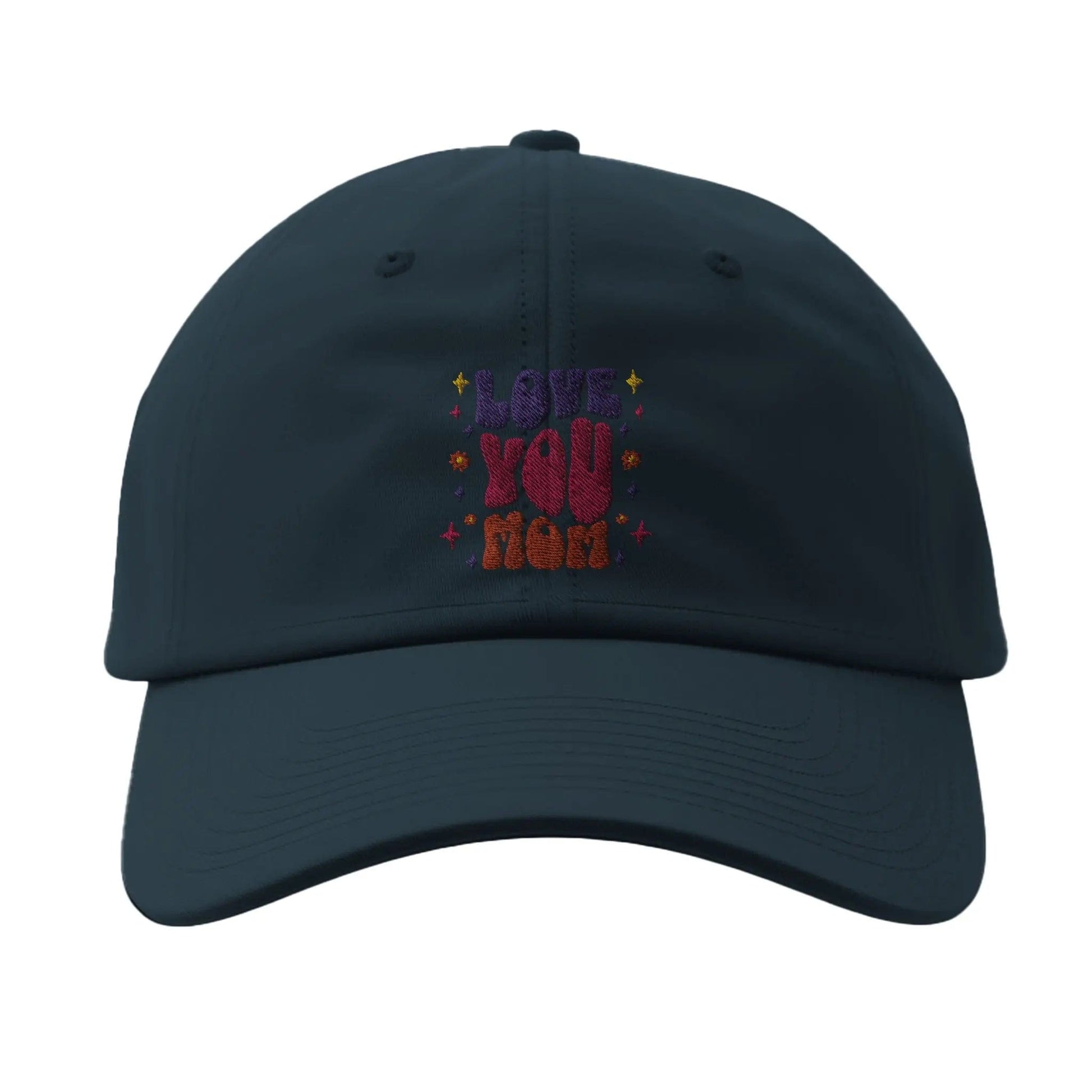 Stylish3Tees.com Print Material Dark Grey Love You Mom Fitted Baseball Cap | Flexfit 6277