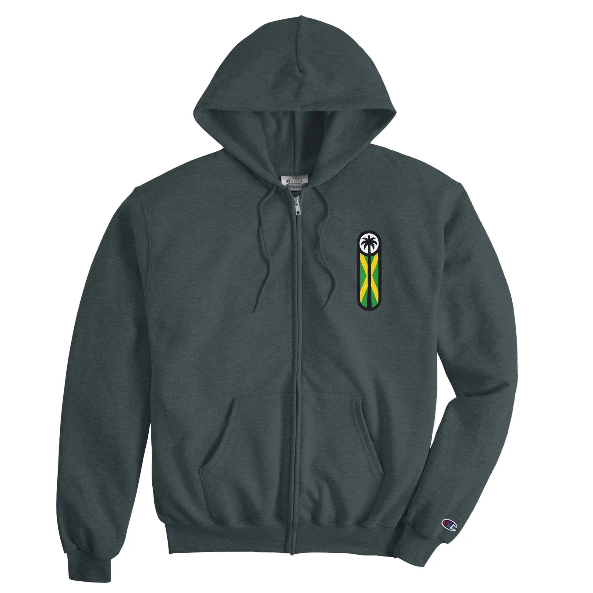 Stylish3Tees.com T-Shirts Charcoal Heather / S Raw Unfiltered Jamaica Unisex Powerblend Zip Hoodie | Champion S800