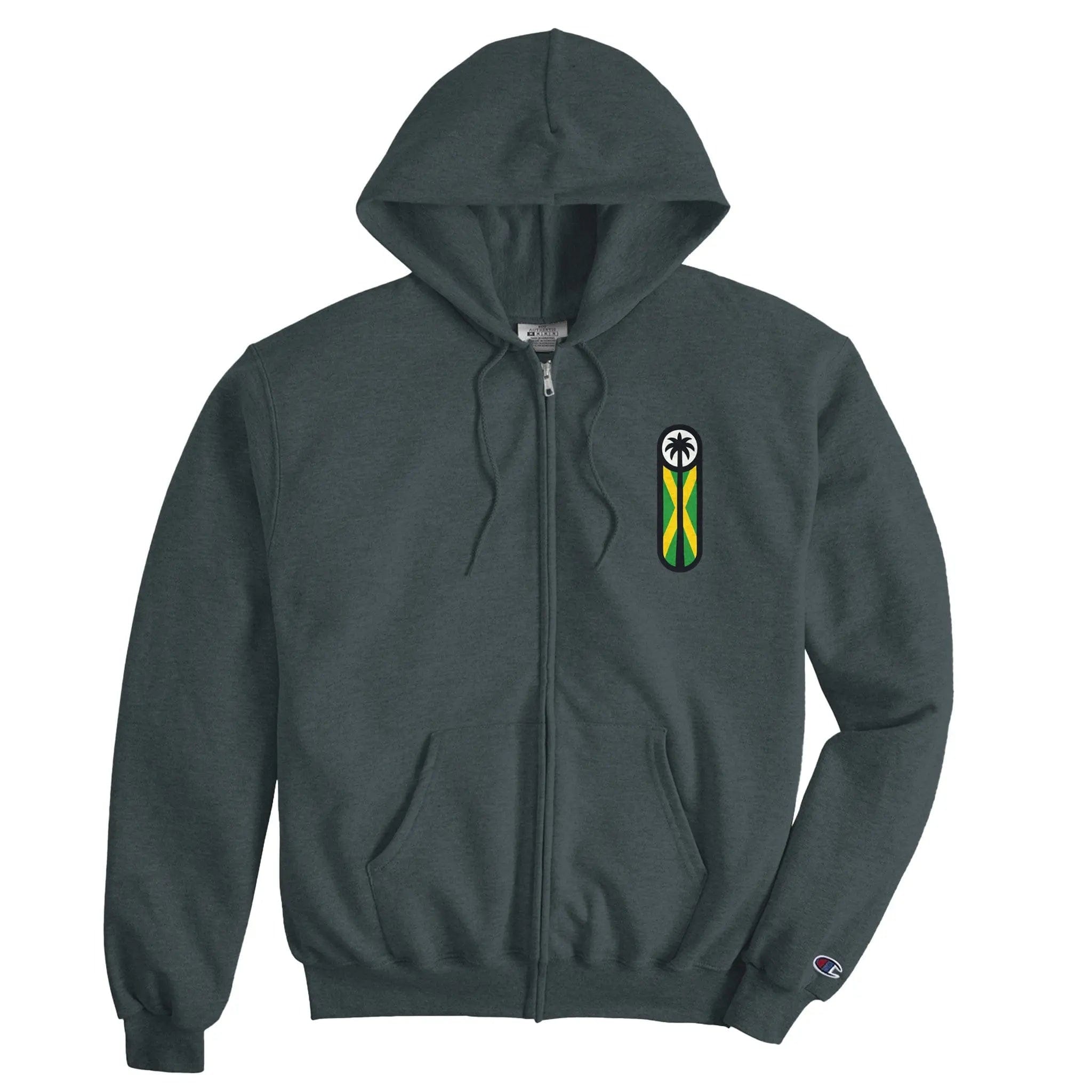 Stylish3Tees.com T-Shirts Charcoal Heather / S Raw Unfiltered Jamaica Unisex Powerblend Zip Hoodie | Champion S800
