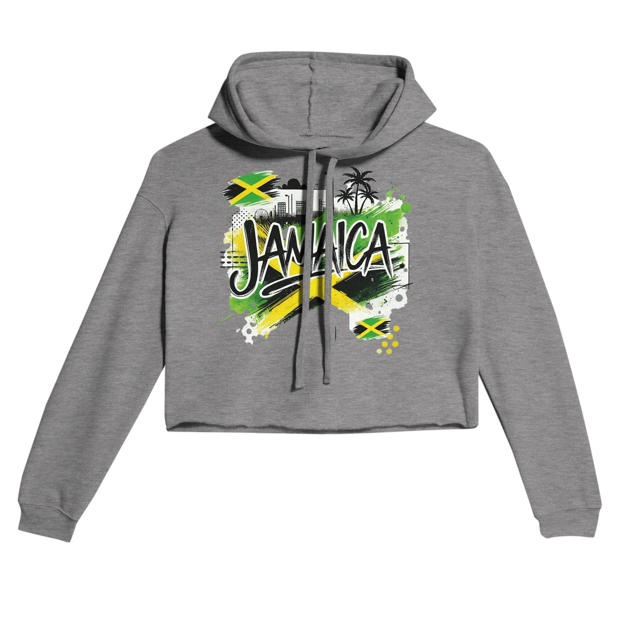 Gelato Crop Top Hoodie Dark Gray Heather Jamaica Urban Wear Women's Cropped Hoodie | Bella + Canvas 7502