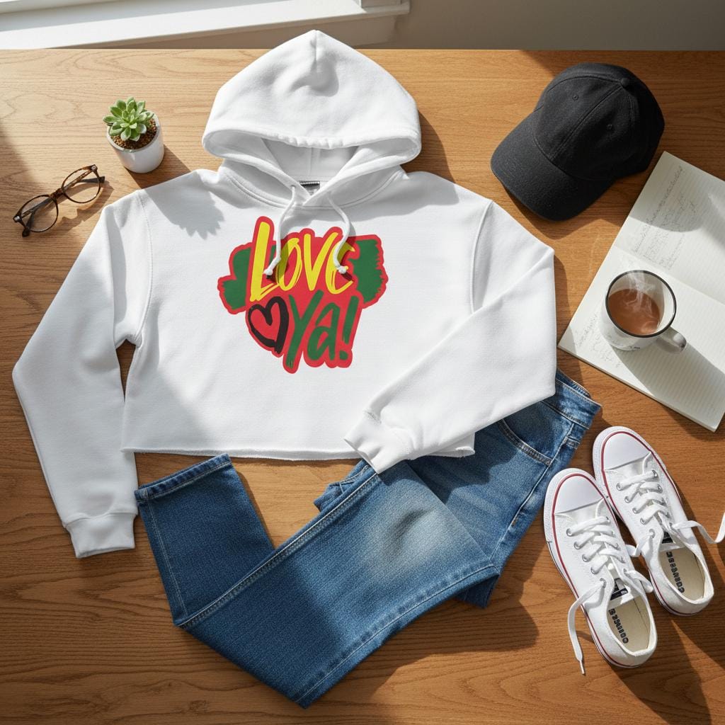 Gelato Crop Top Hoodie Love Ya! Women's Cropped Hoodie | Bella + Canvas 7502