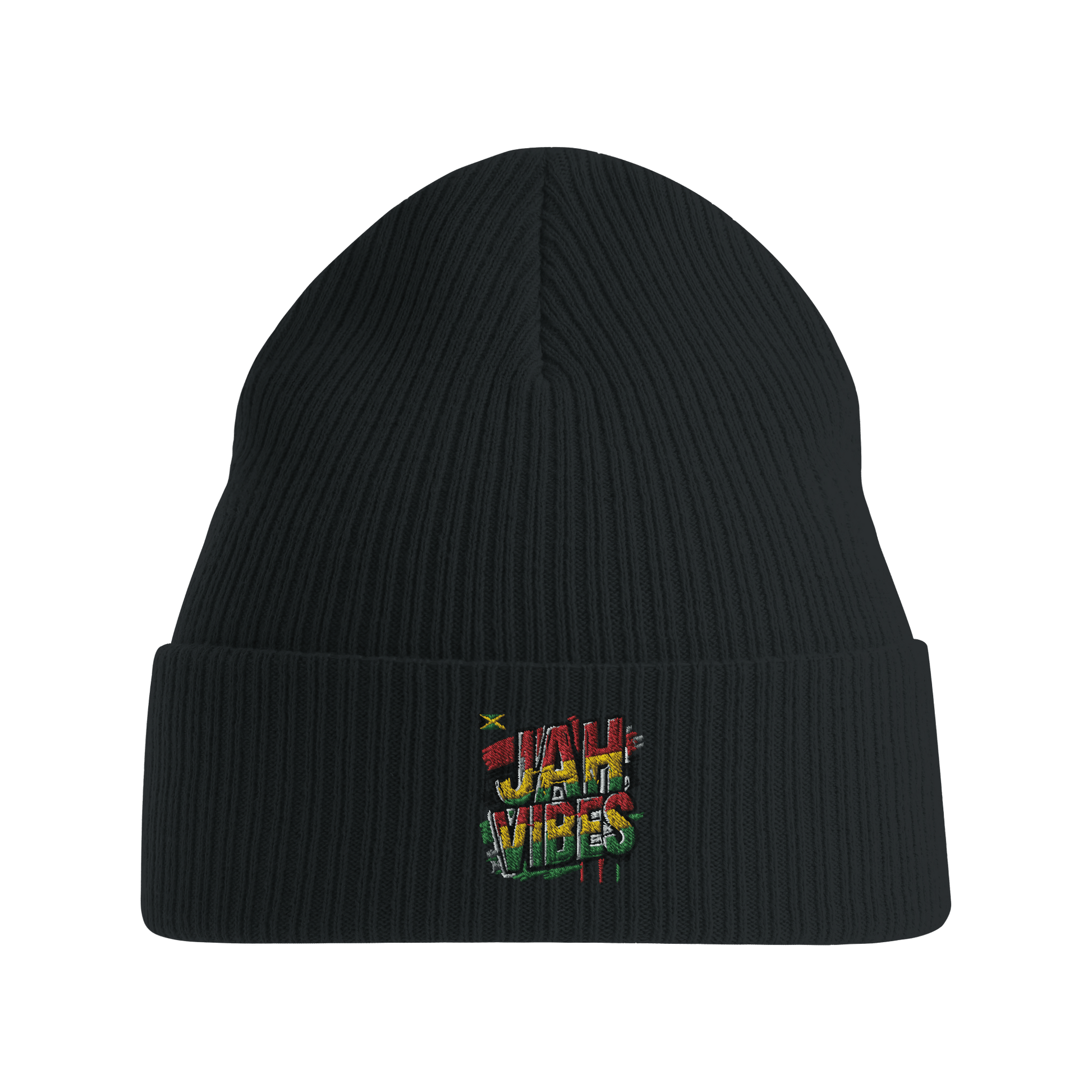 Gelato Print Material Black Jah Vibes Sustainable Cuffed Beanie | Atlantis NELSON