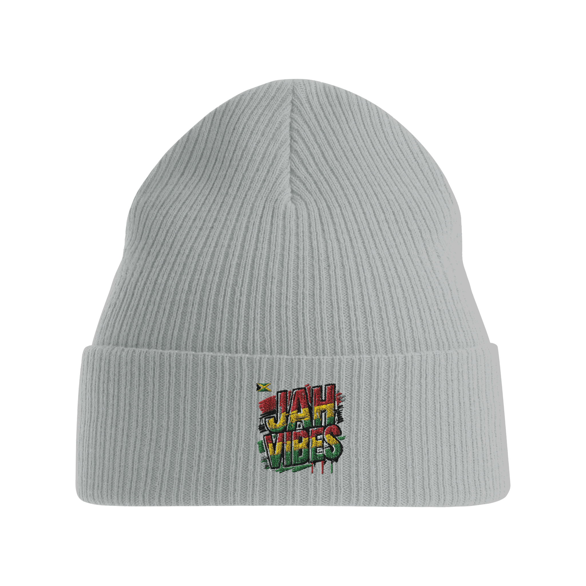 Gelato Print Material Light Grey Jah Vibes Sustainable Cuffed Beanie | Atlantis NELSON
