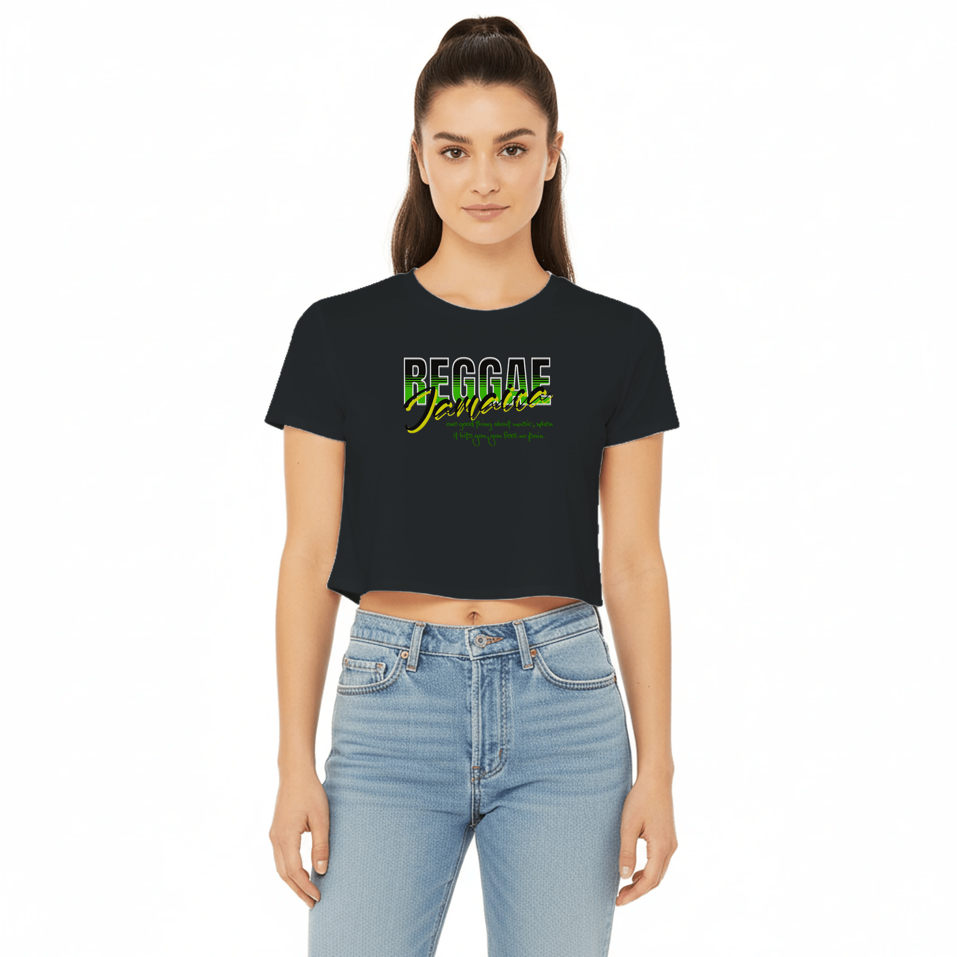 Gelato Print Material Reggae Jamaica Women’s Crop Tee | Bella+Canvas 8882